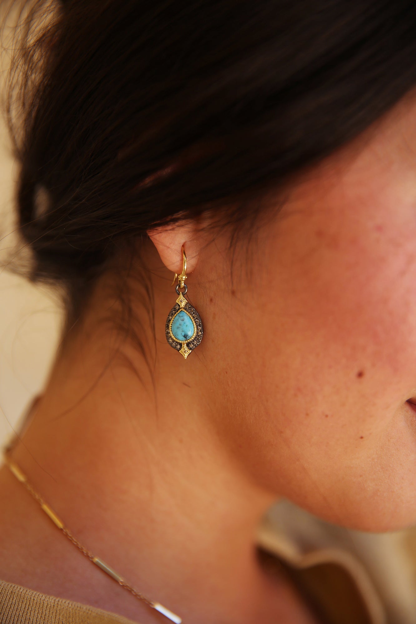 Blue Turquoise Drop Earring