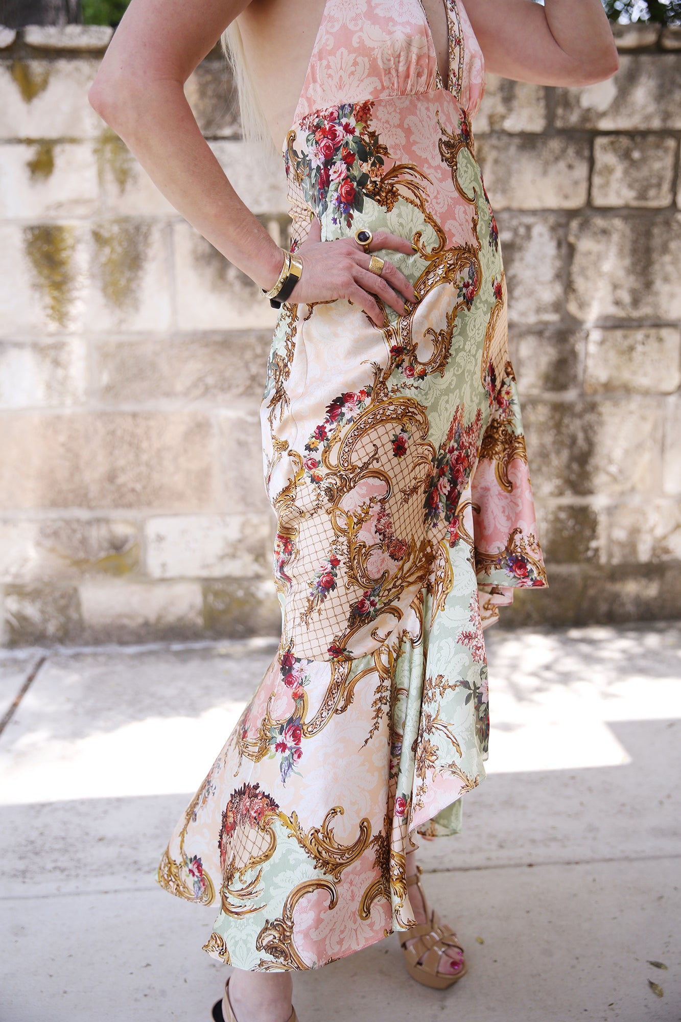 Bias Halter Dress With Ruffle Hem The Queens Quarters