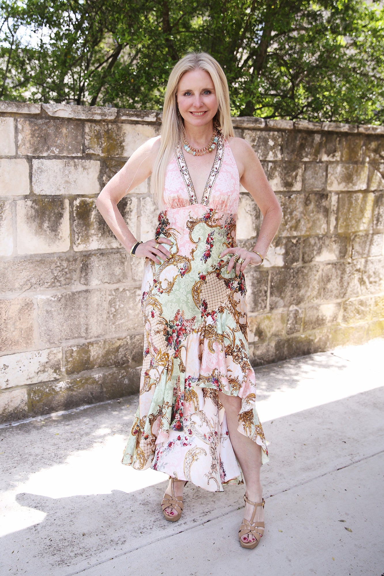 Bias Halter Dress With Ruffle Hem The Queens Quarters