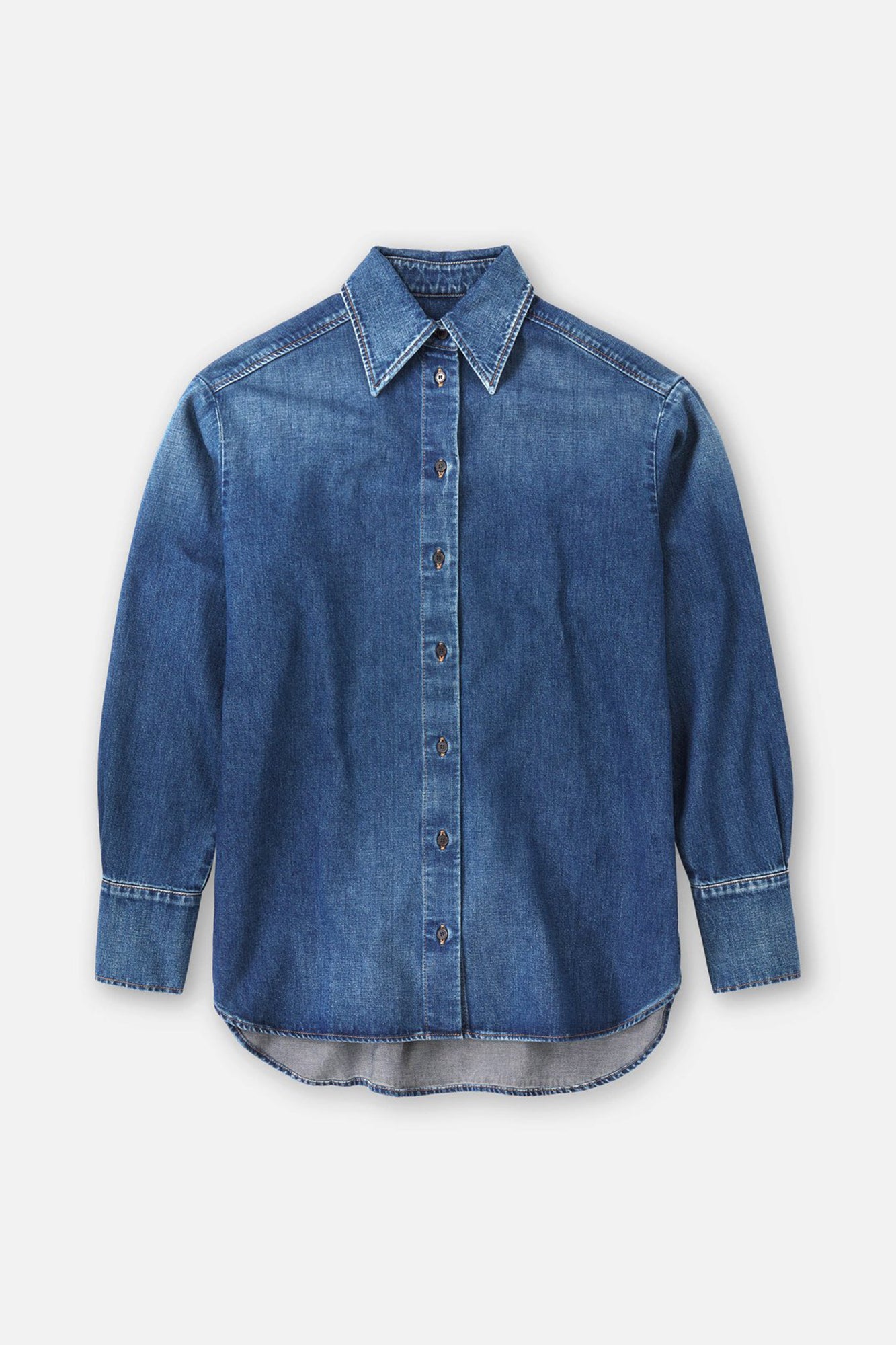 Boxy Denim Shirt Dark Blue