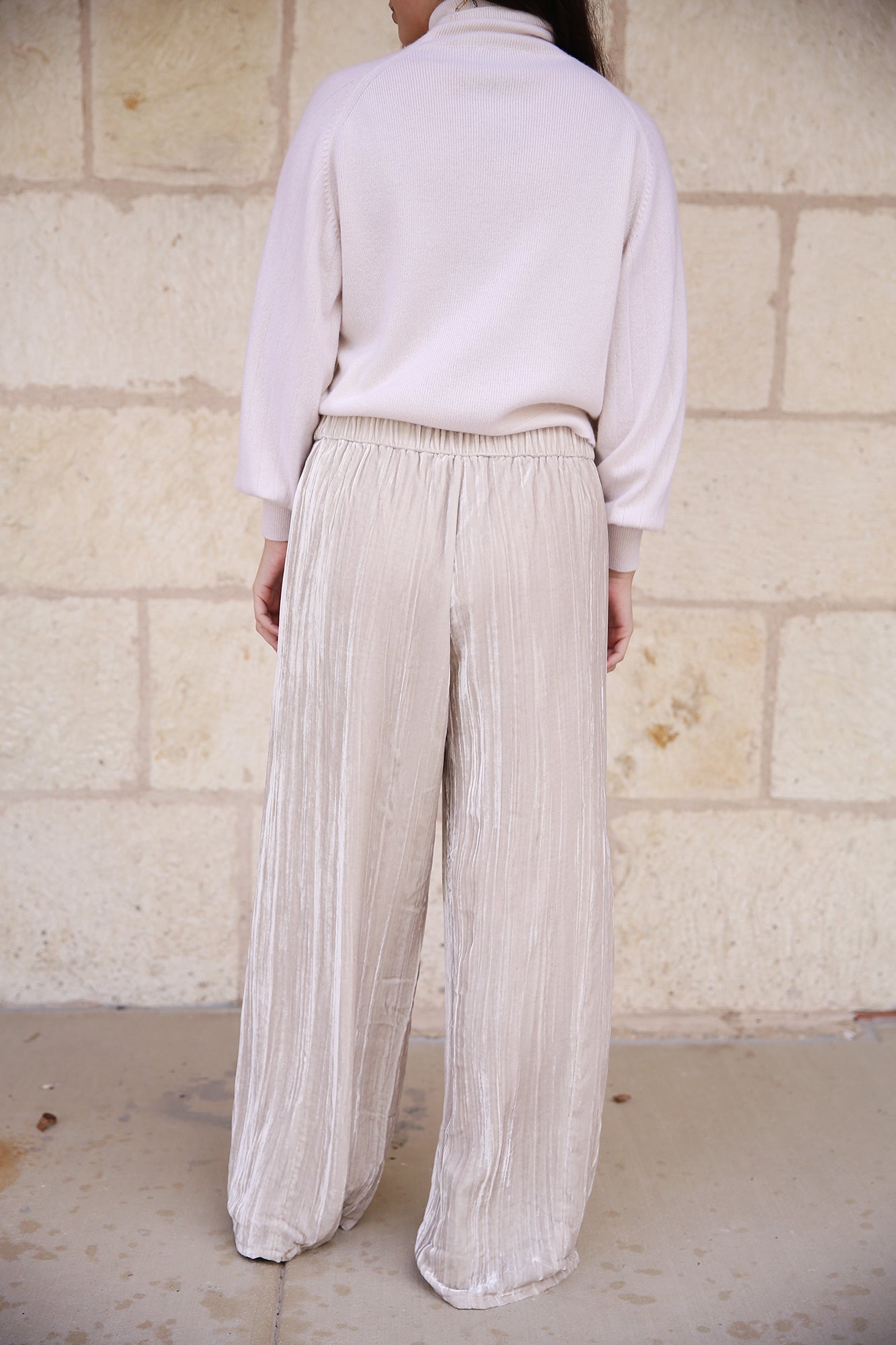 Crushed Velvet Wide-Leg Pant