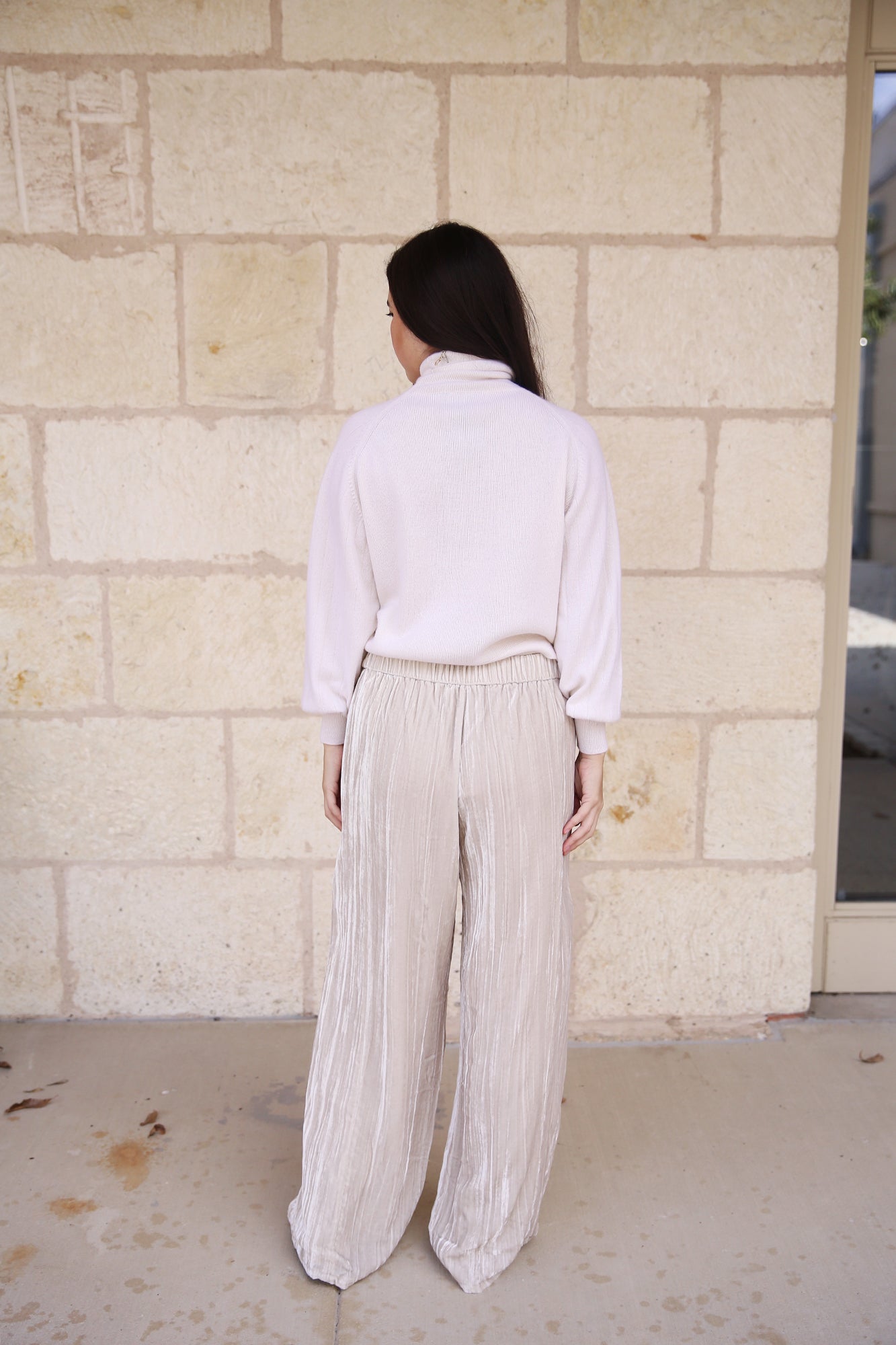 Crushed Velvet Wide-Leg Pant