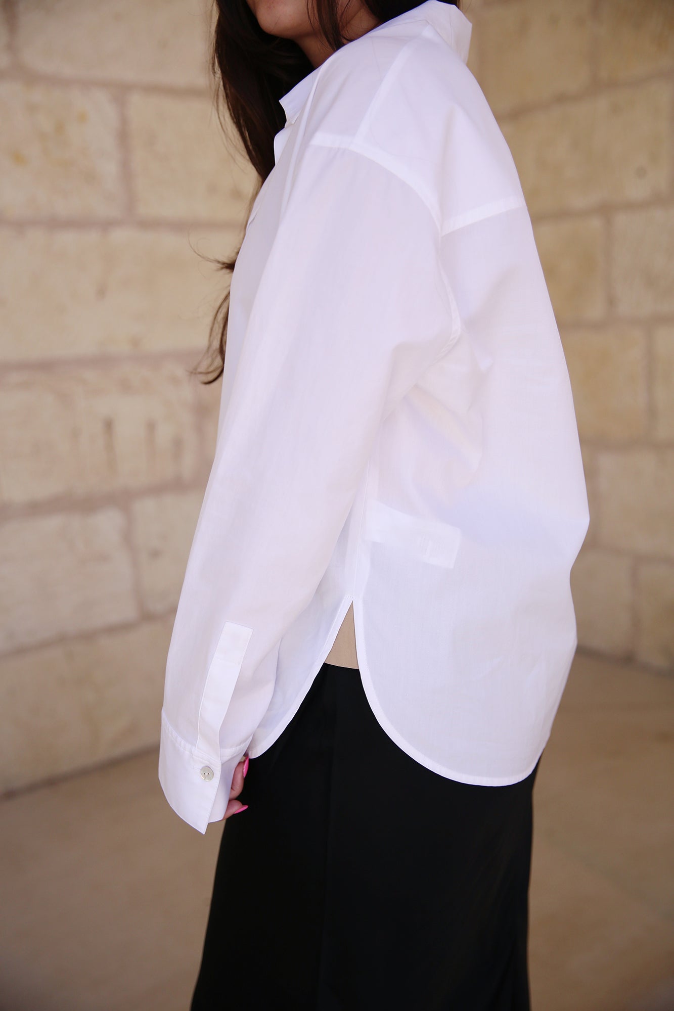 Cotton Half-Placket Longsleeve Shirt Optic White