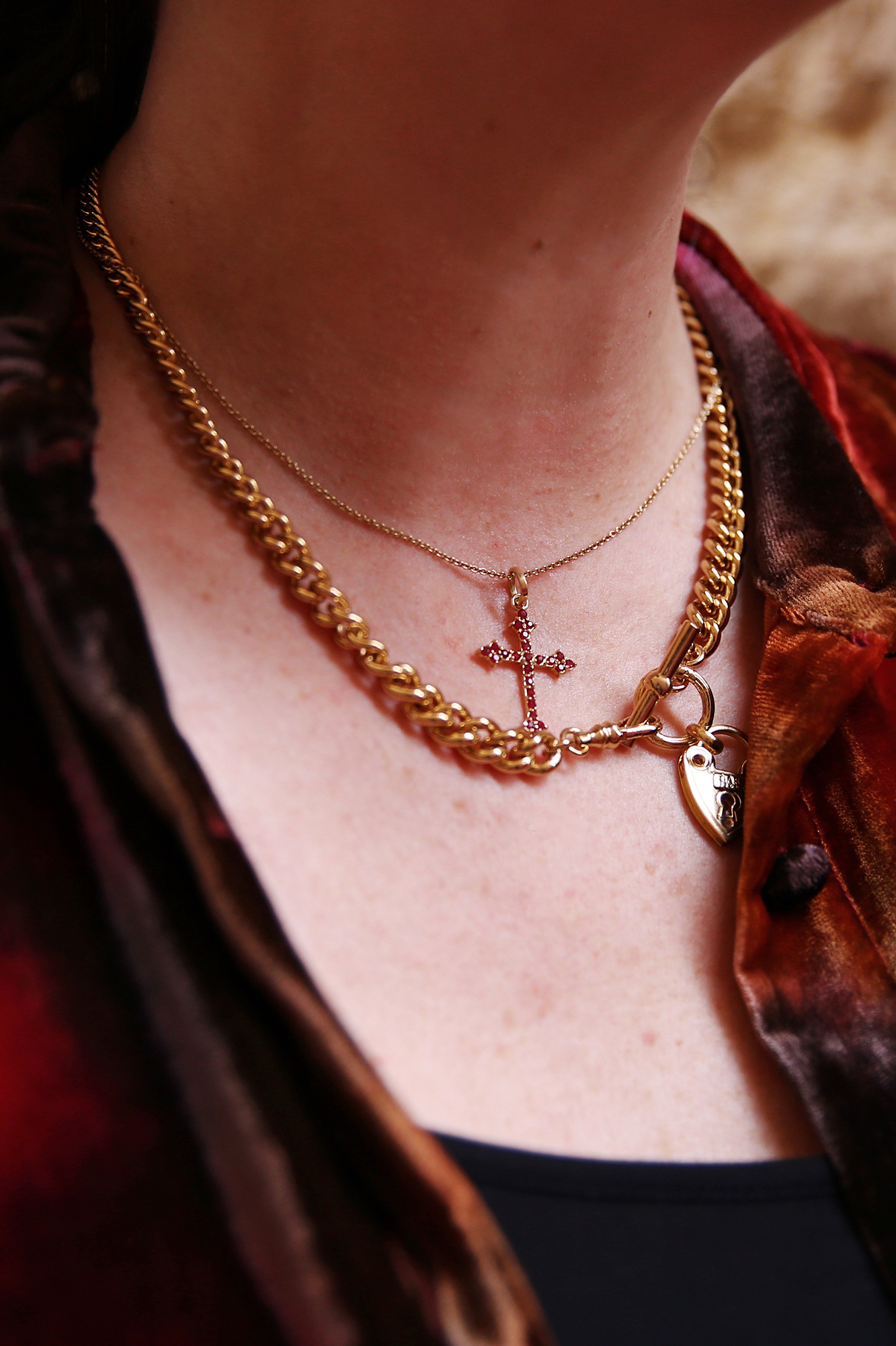 DRU Ruby Gothic Cross Pendant