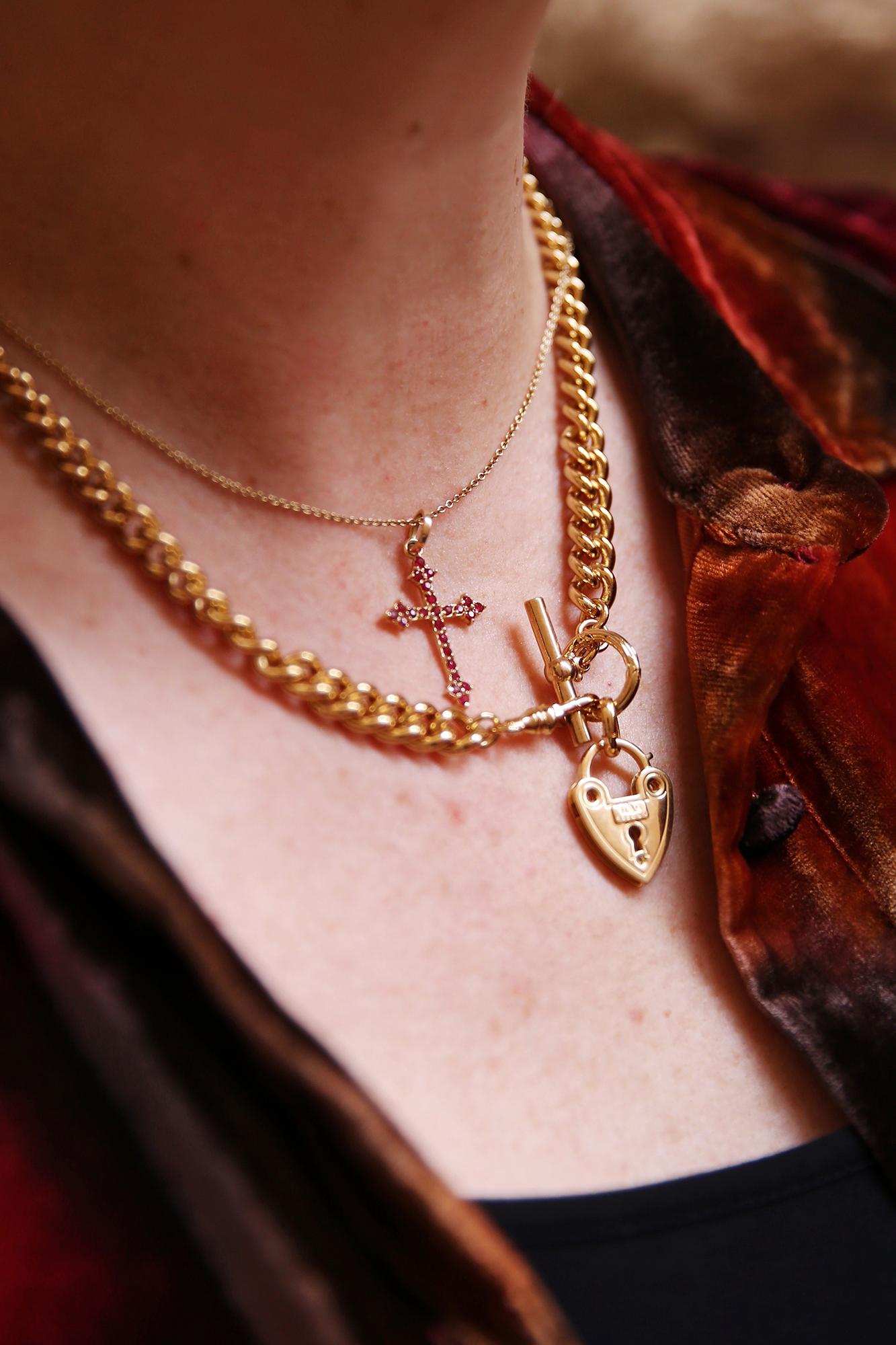 DRU Ruby Gothic Cross Pendant