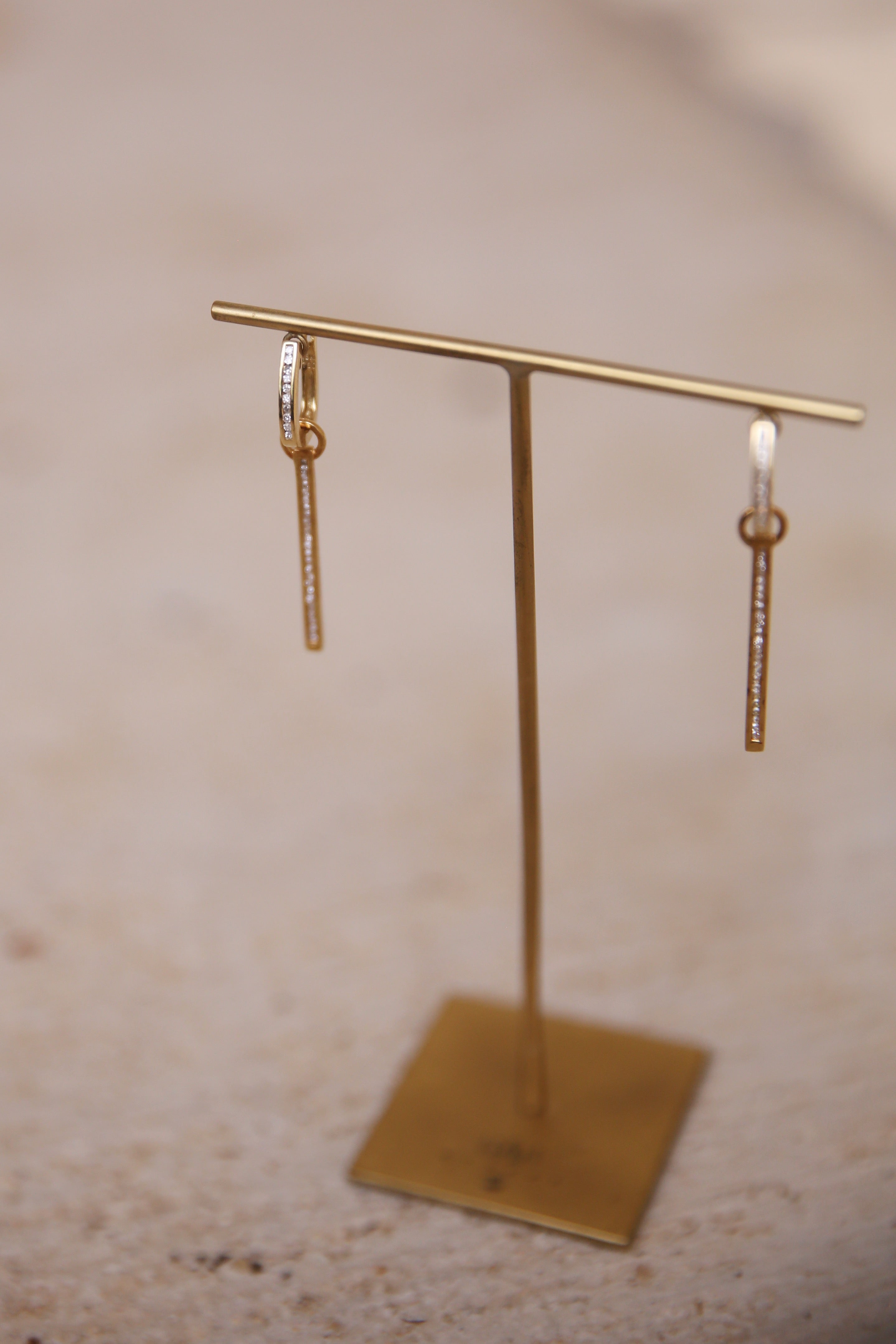 Diamond Channel Set 14K YG Earrings Set