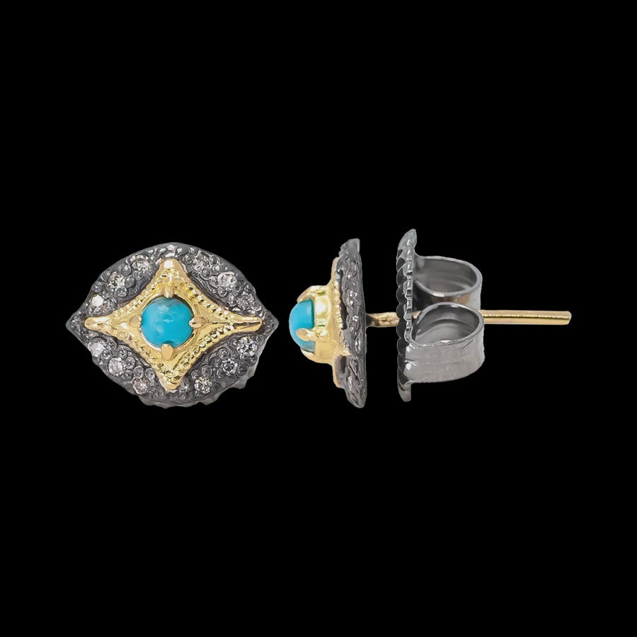 Turquoise Crivelli With Base Silver Stud Earring