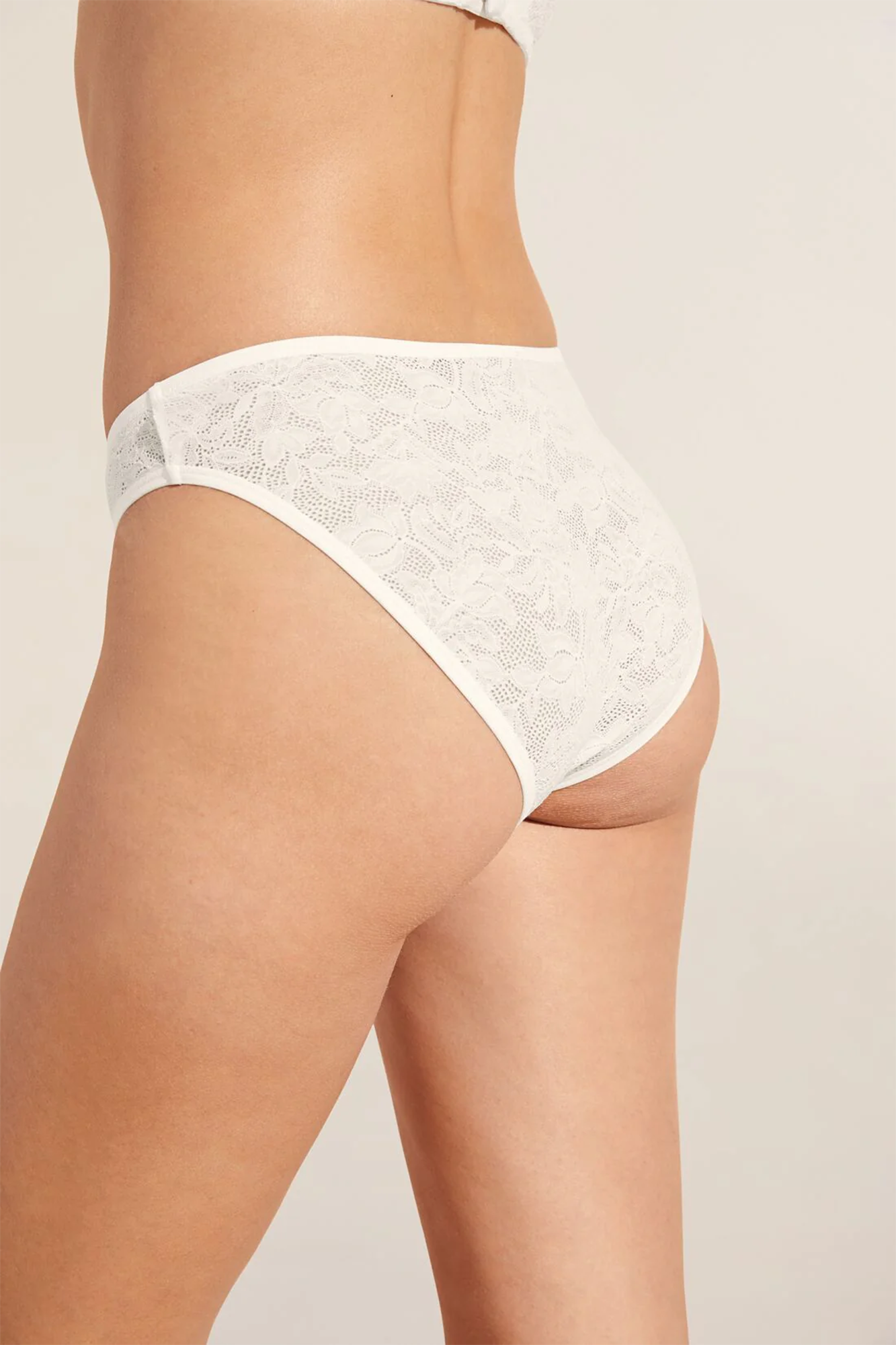 Soft Stretch Recycled Lace High Brief Ivory