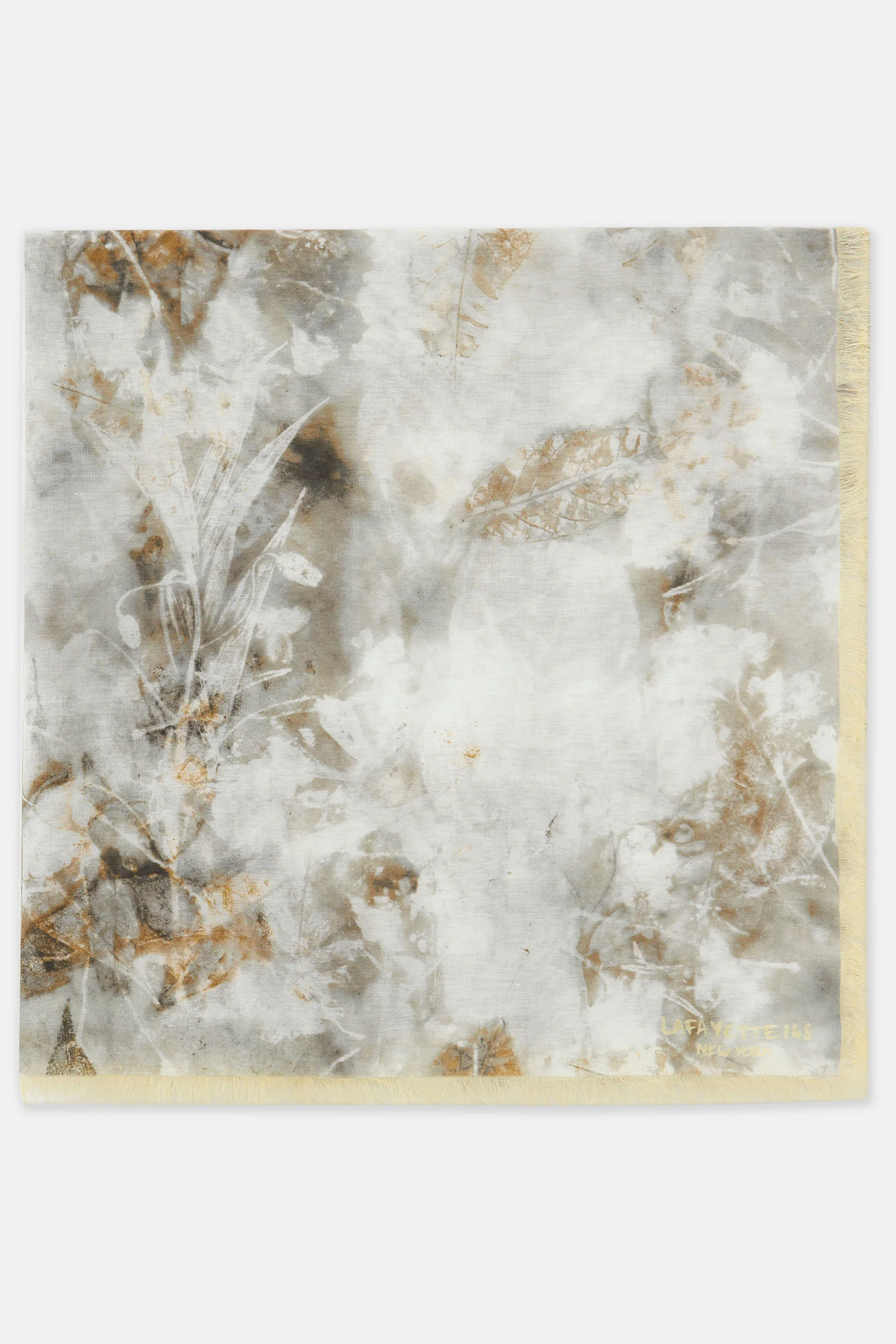 Eco Leaves Print Cotton-Silk Scarf 140cmx140cm