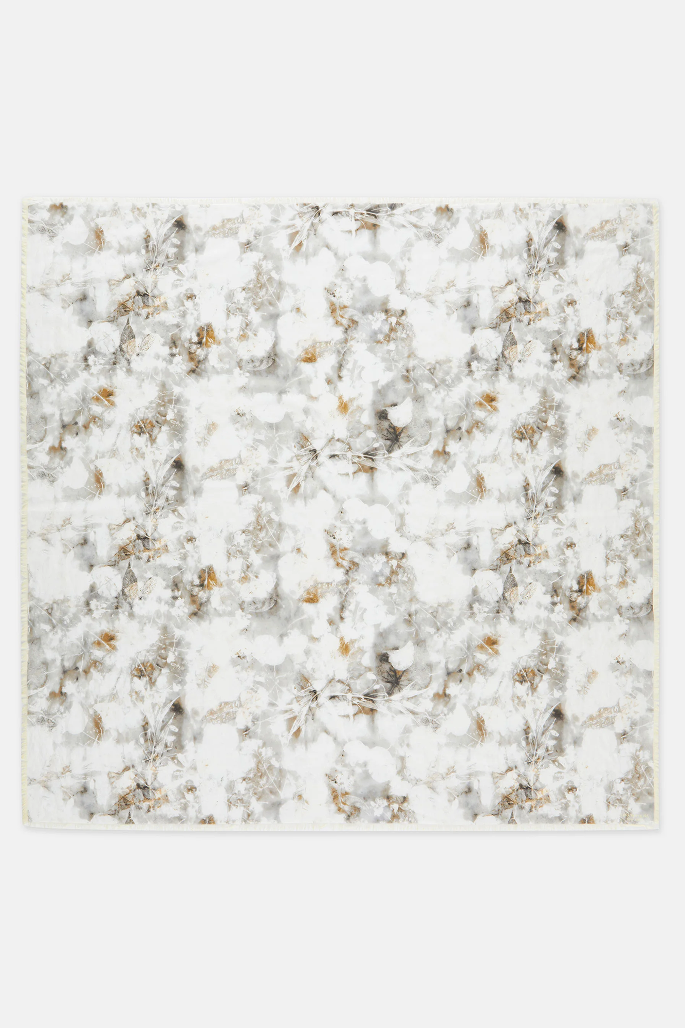 Eco Leaves Print Cotton-Silk Scarf 140cmx140cm
