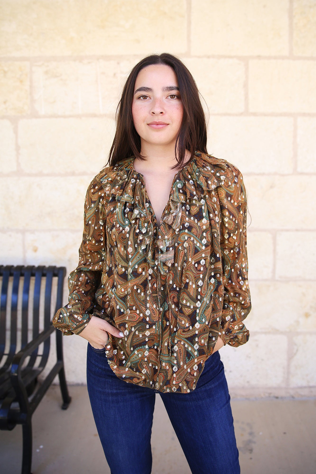 Emilie Dotted Blouse Tiger's Eye