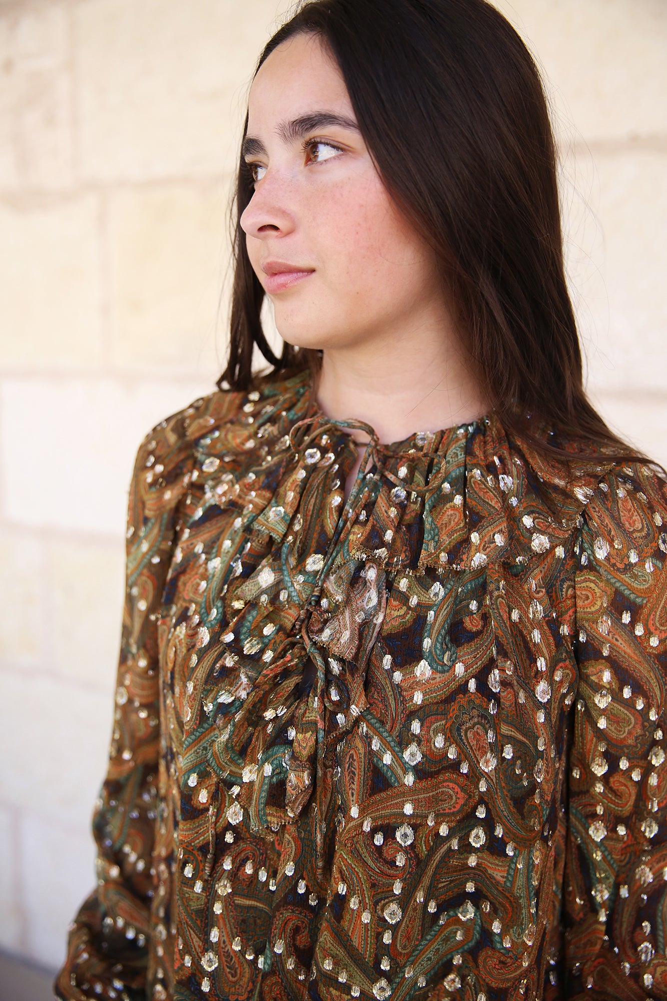 Emilie Dotted Blouse Tiger's Eye