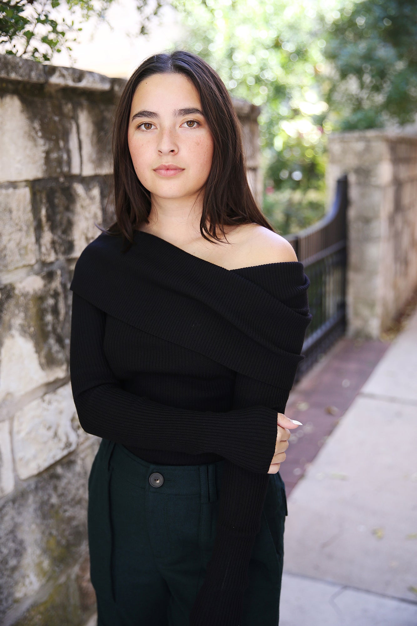 Evelyn Merino Off Shoulder Top Black