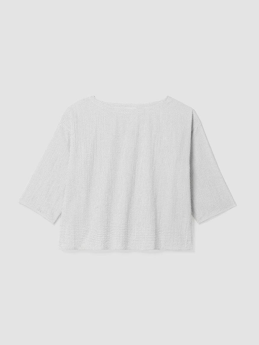 Organic Cotton Ripple Checkered Box-Top 3/4 Sleeve