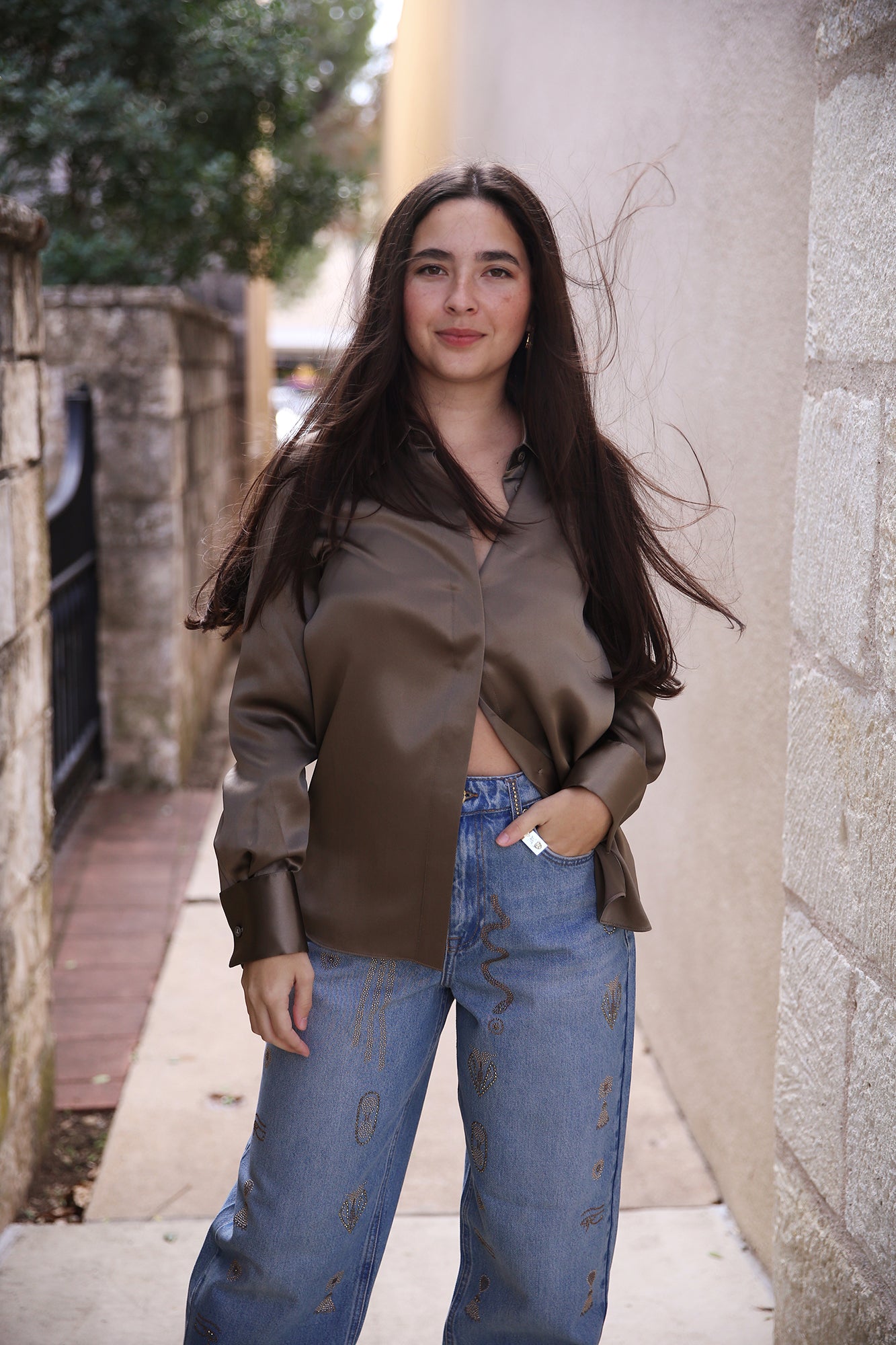 French Cuffed Blouse Concrete