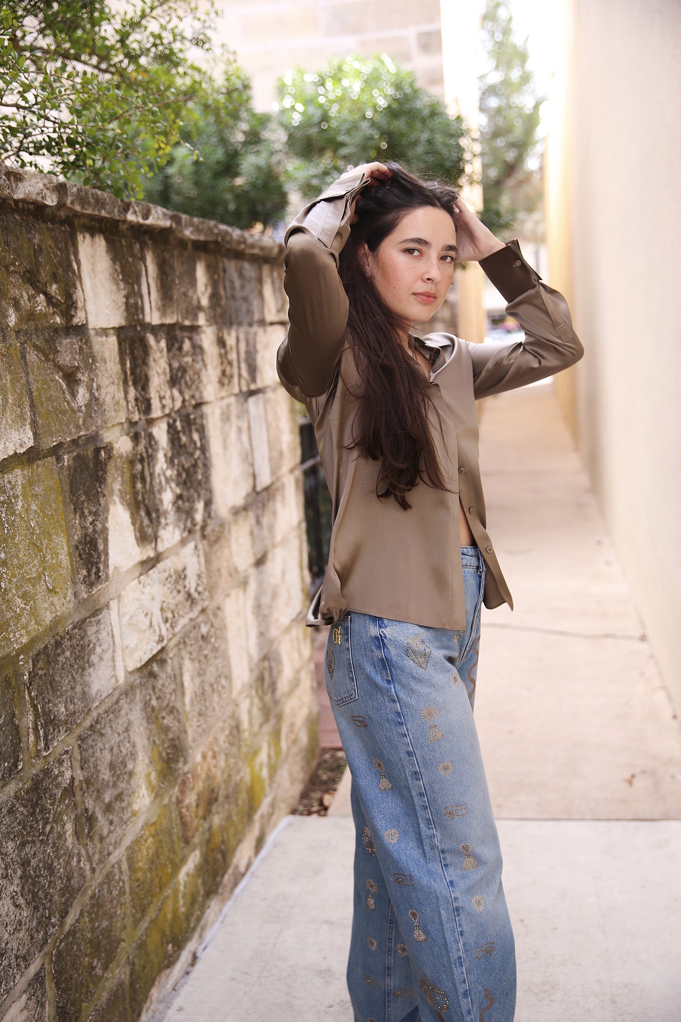 French Cuffed Blouse Concrete