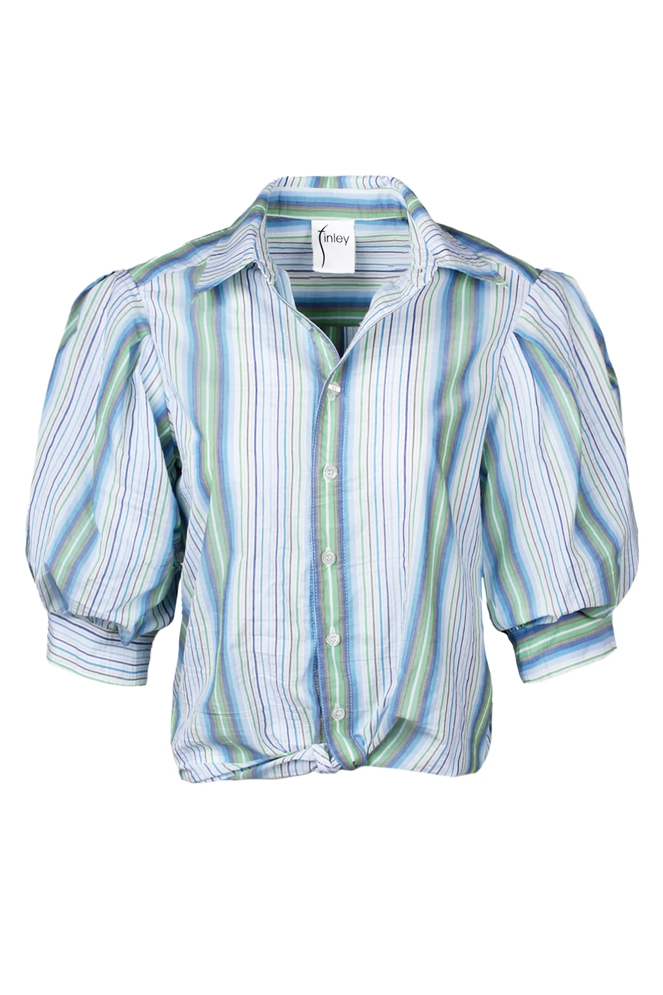 Bomba Shirt Blouse Blue-Green Stripe
