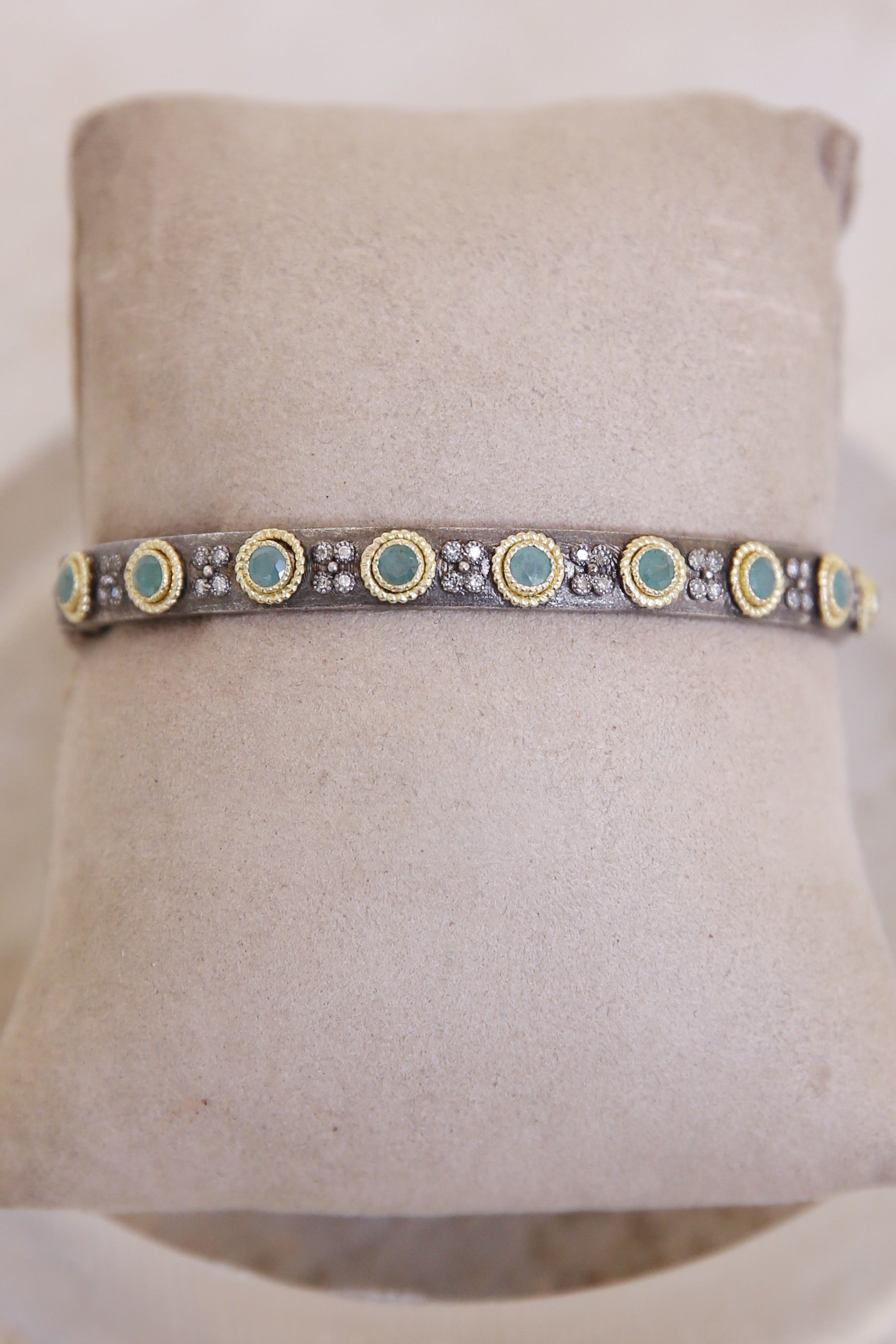 Grandidierite And Grey Diamonds Kick Cuff Bracelet