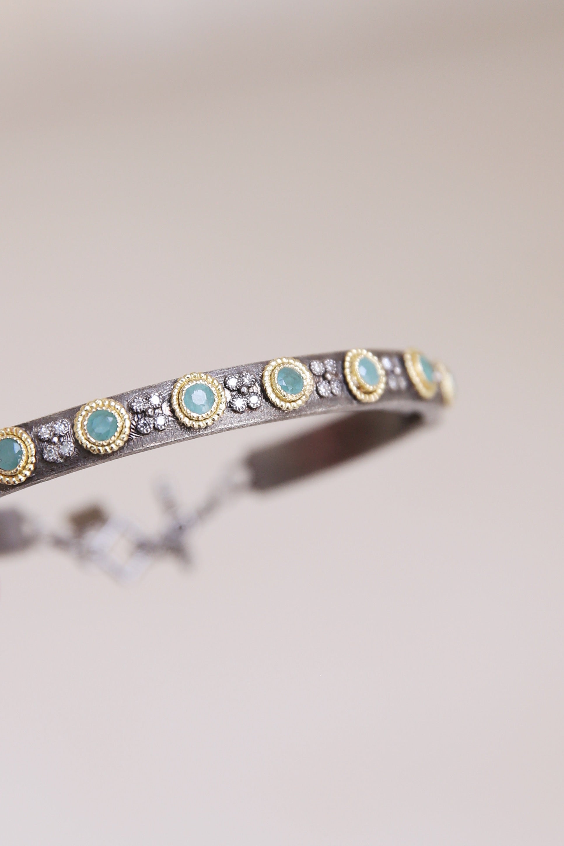 Grandidierite And Grey Diamonds Kick Cuff Bracelet