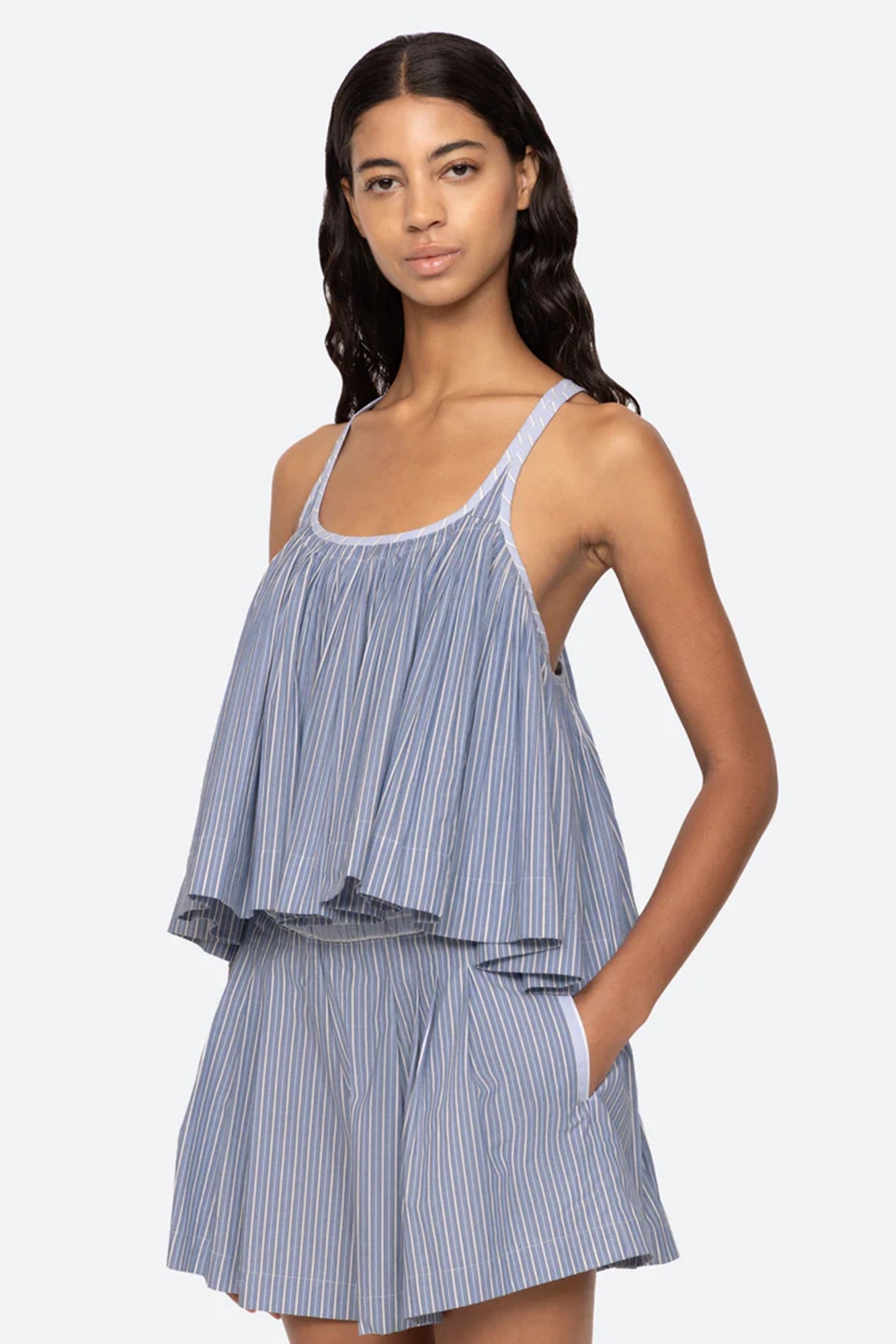 Helmi Striped Shirting Tank Top