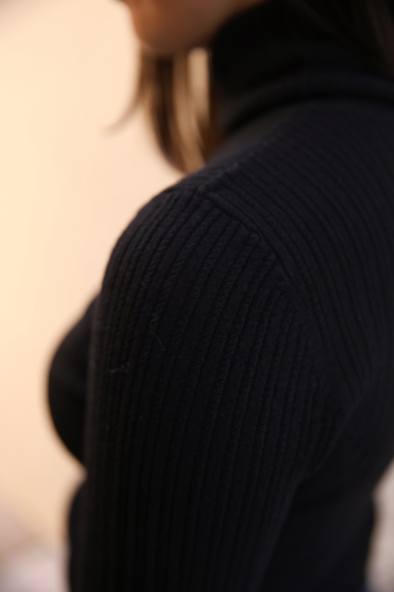 Jett Cable Knit Merino Turtleneck Top Black
