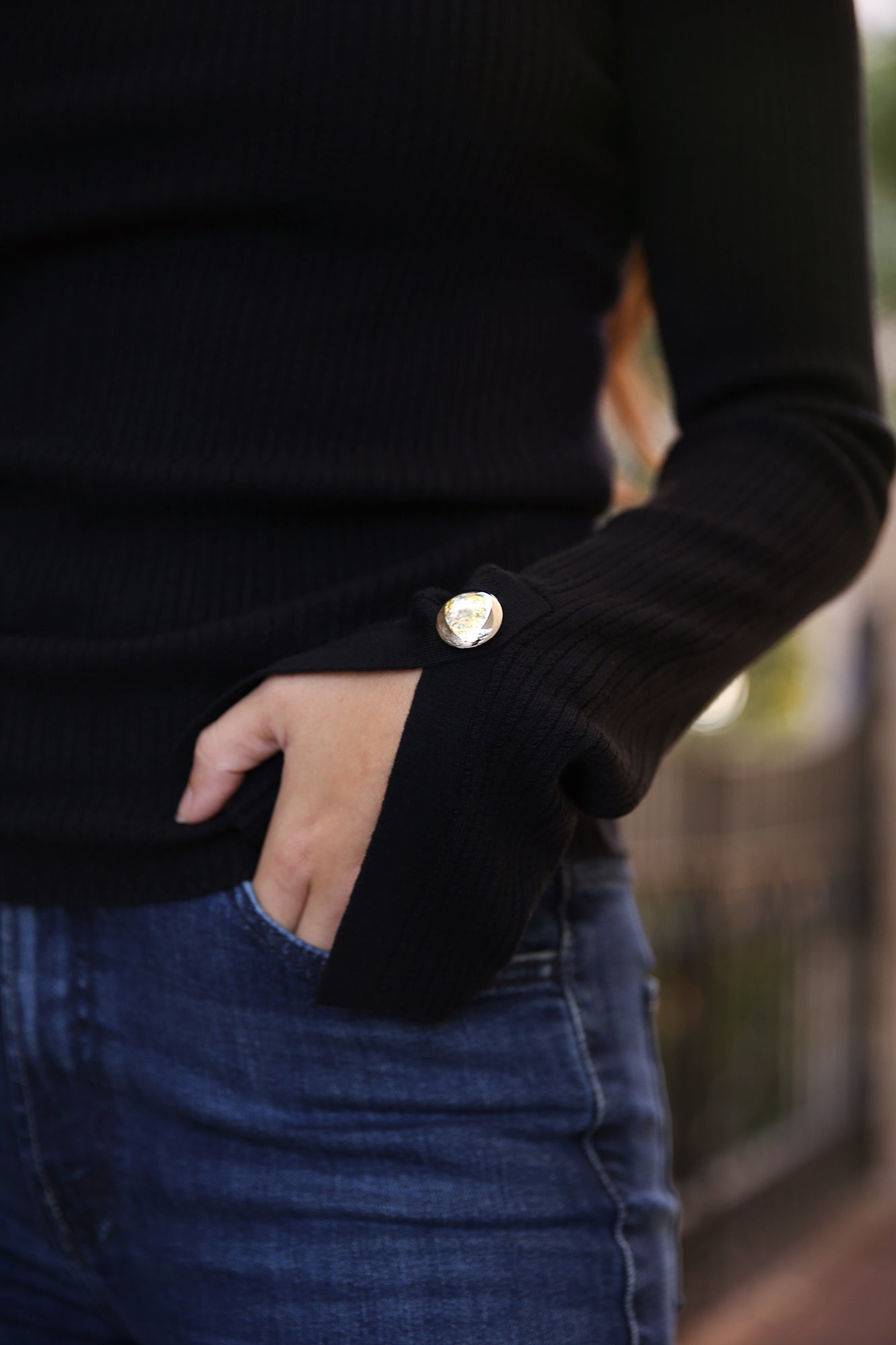 Jett Cable Knit Merino Turtleneck Top Black