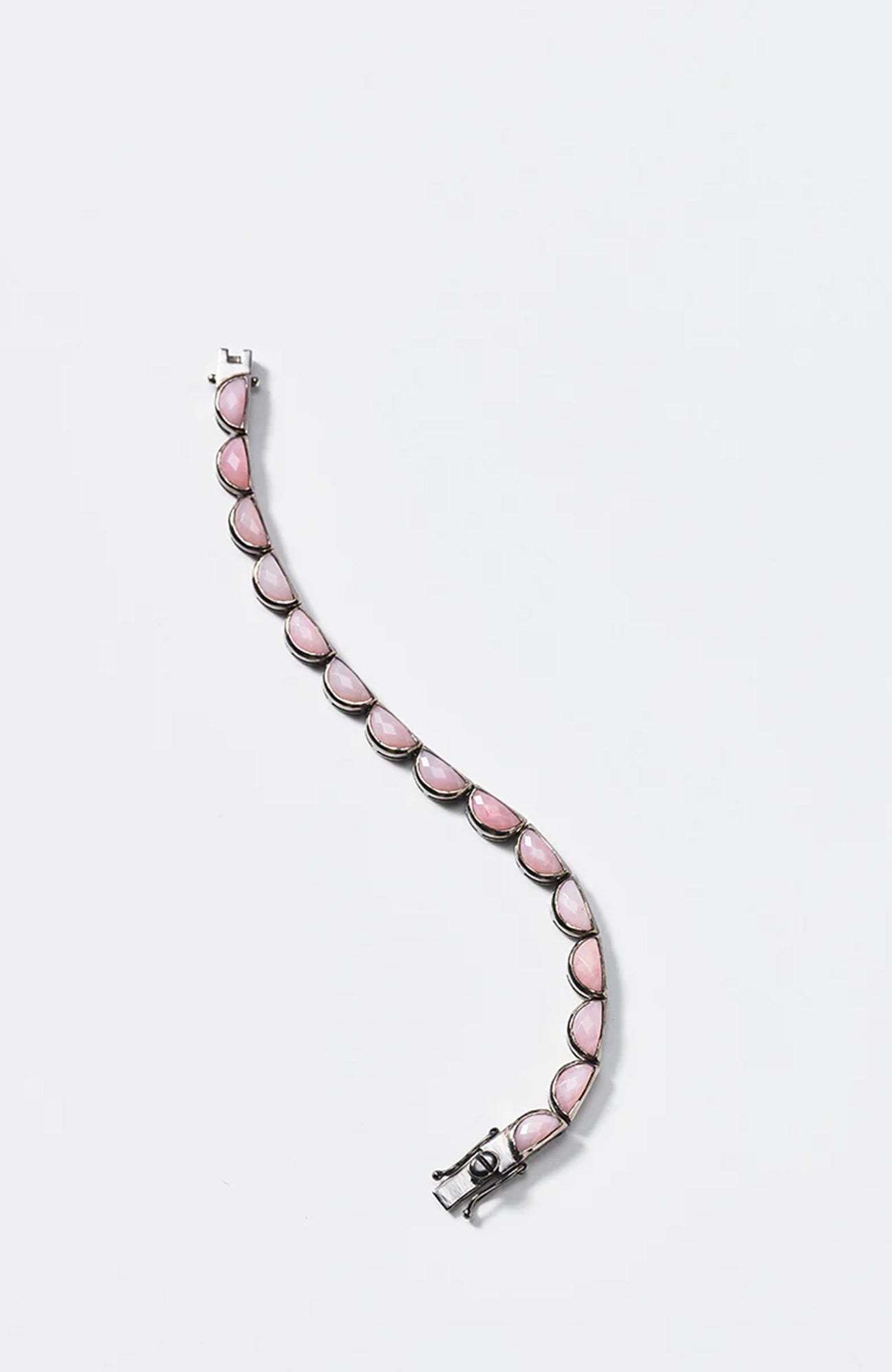 Large Scallop Tennis Bracelet Pink Opal