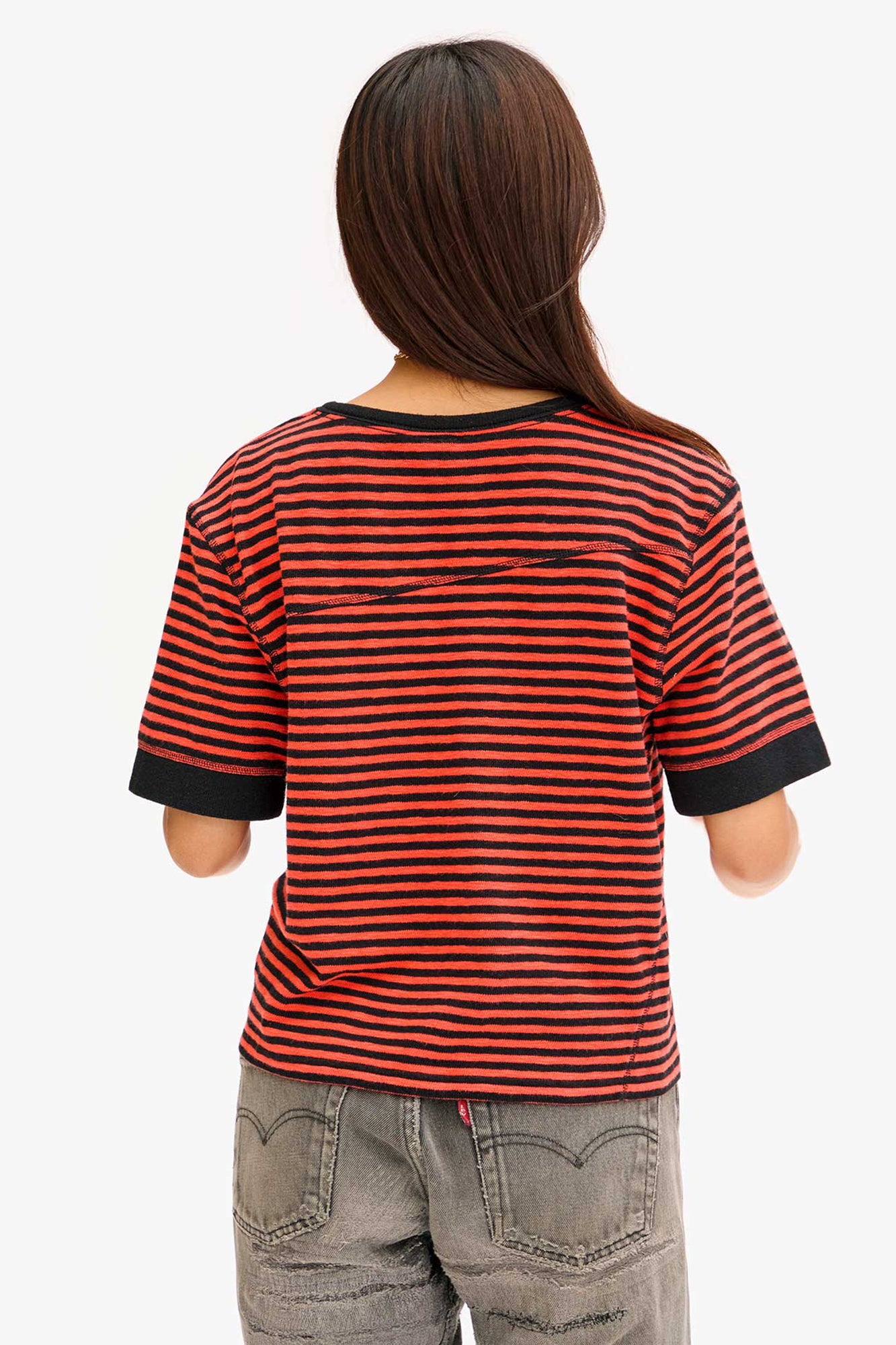 Le Bateau Tee Black/Poppy Stripe