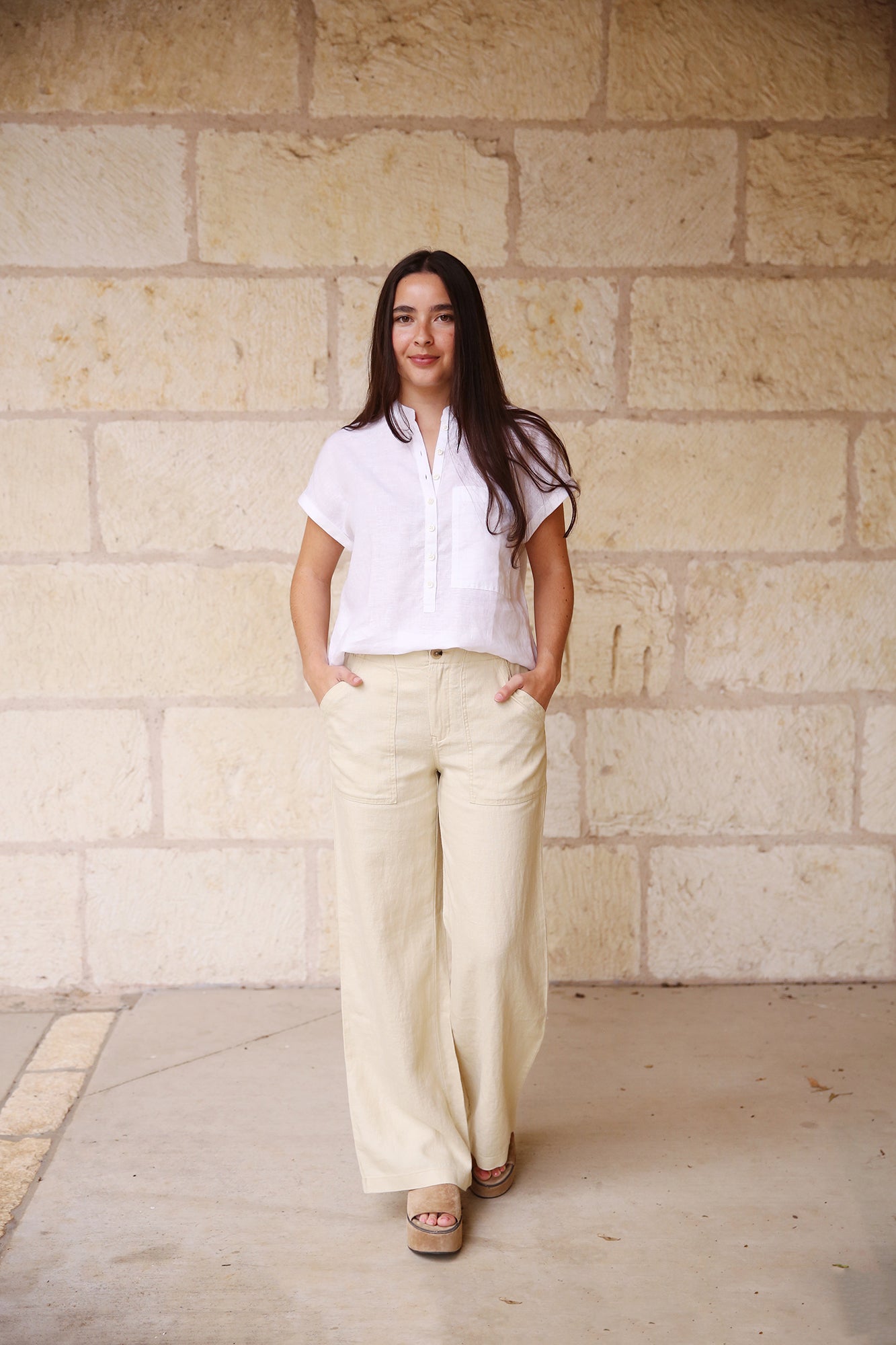 Serena Linen Pant Ecru