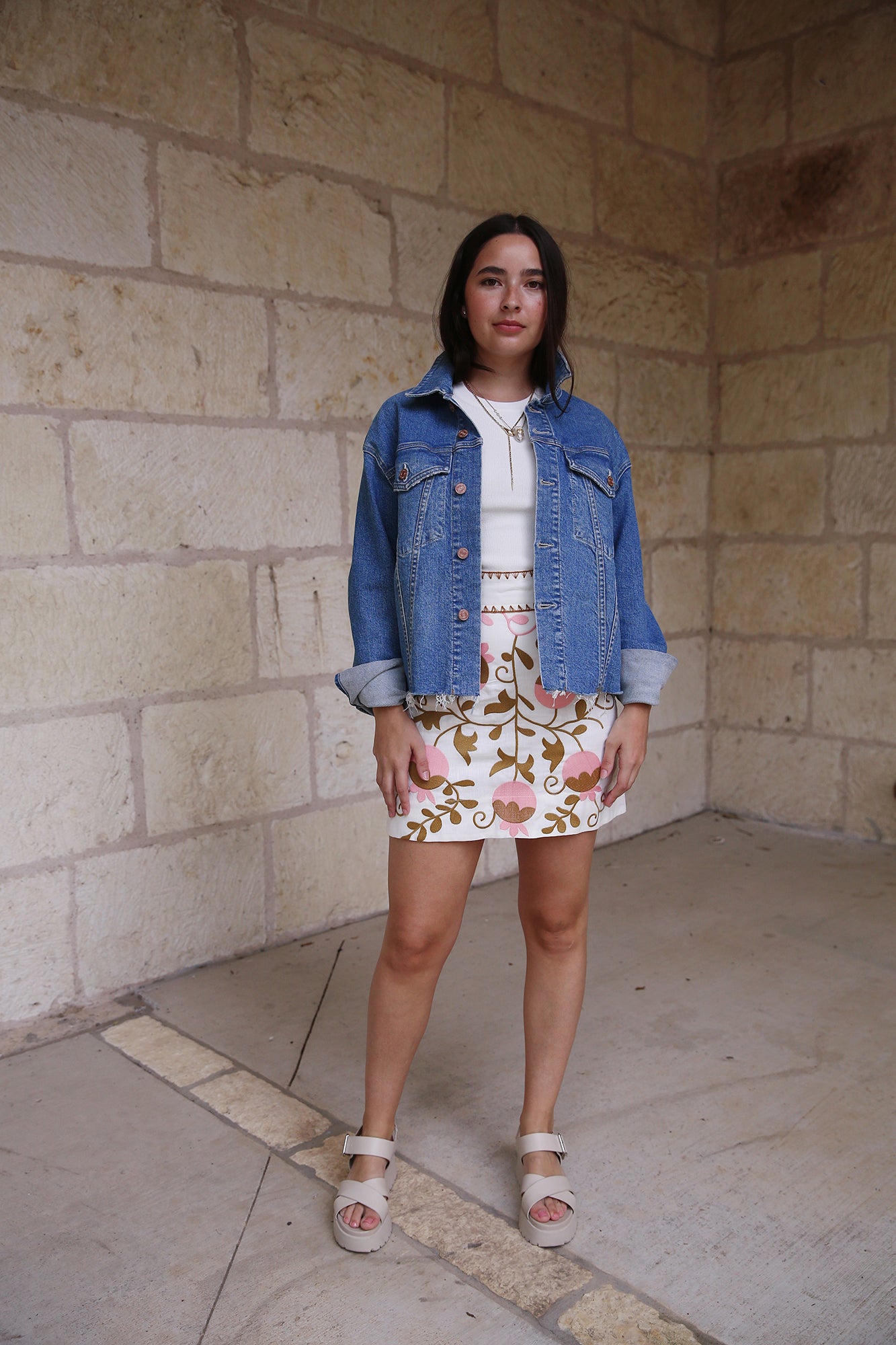 Almira Uzbeck Mini Skirt OffWhite/Pink