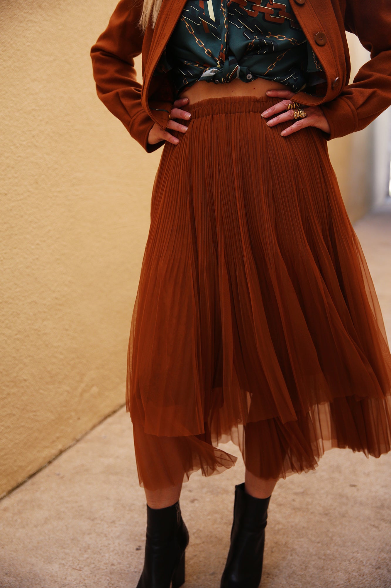 Luxury Reimagined Wide Flounce Skirt Spice