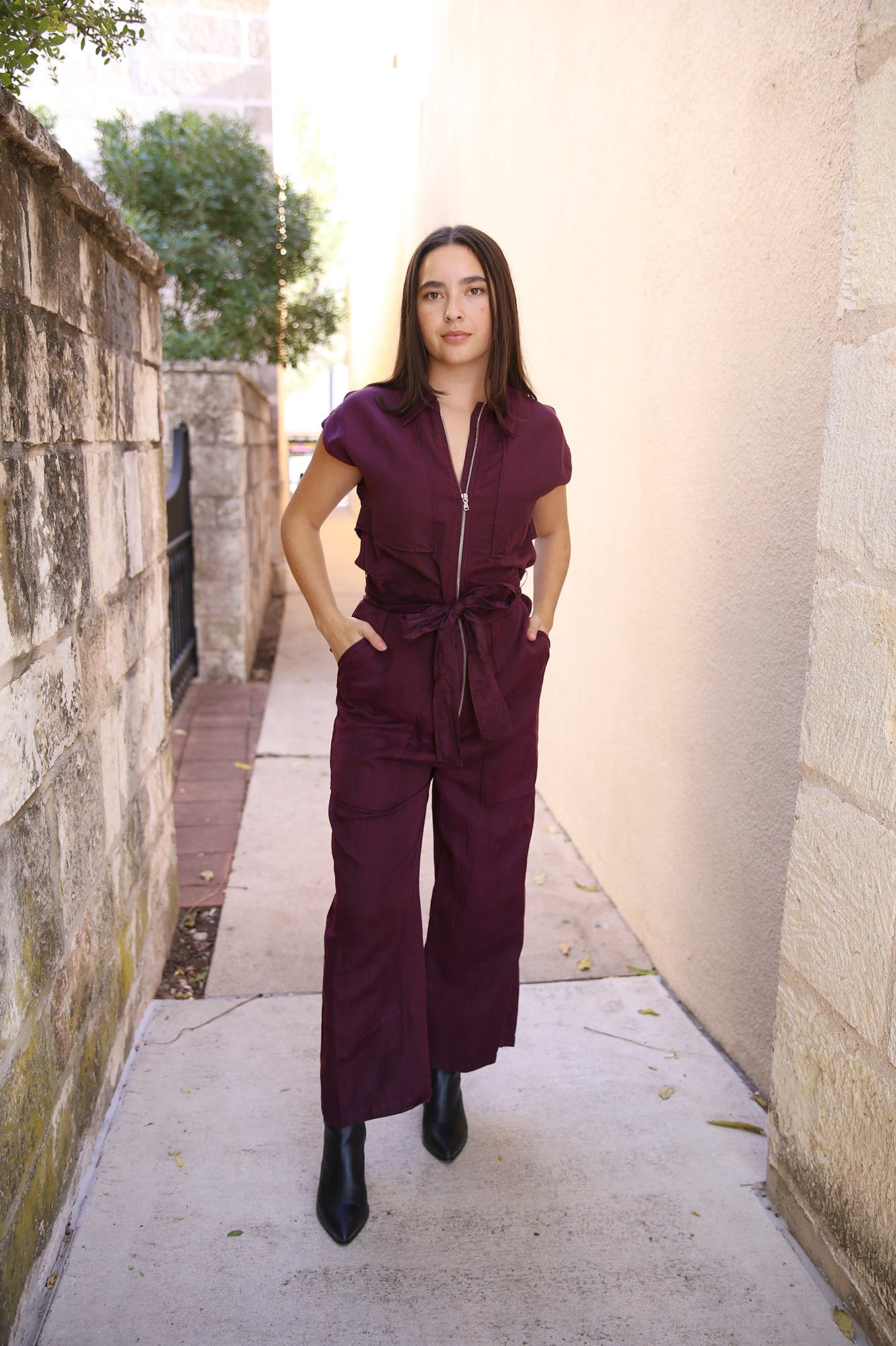 Maxine Short Sleeve Cargo Jumpsuit Fig