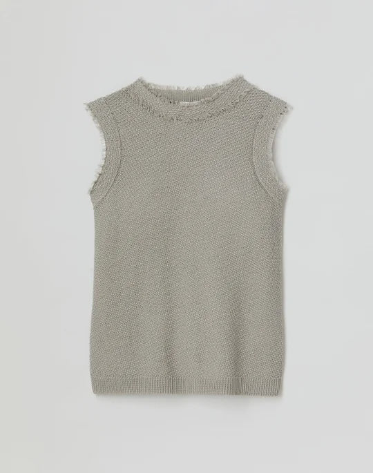 Mercerized Cotton Textured Stitch Sleeveless Sweater