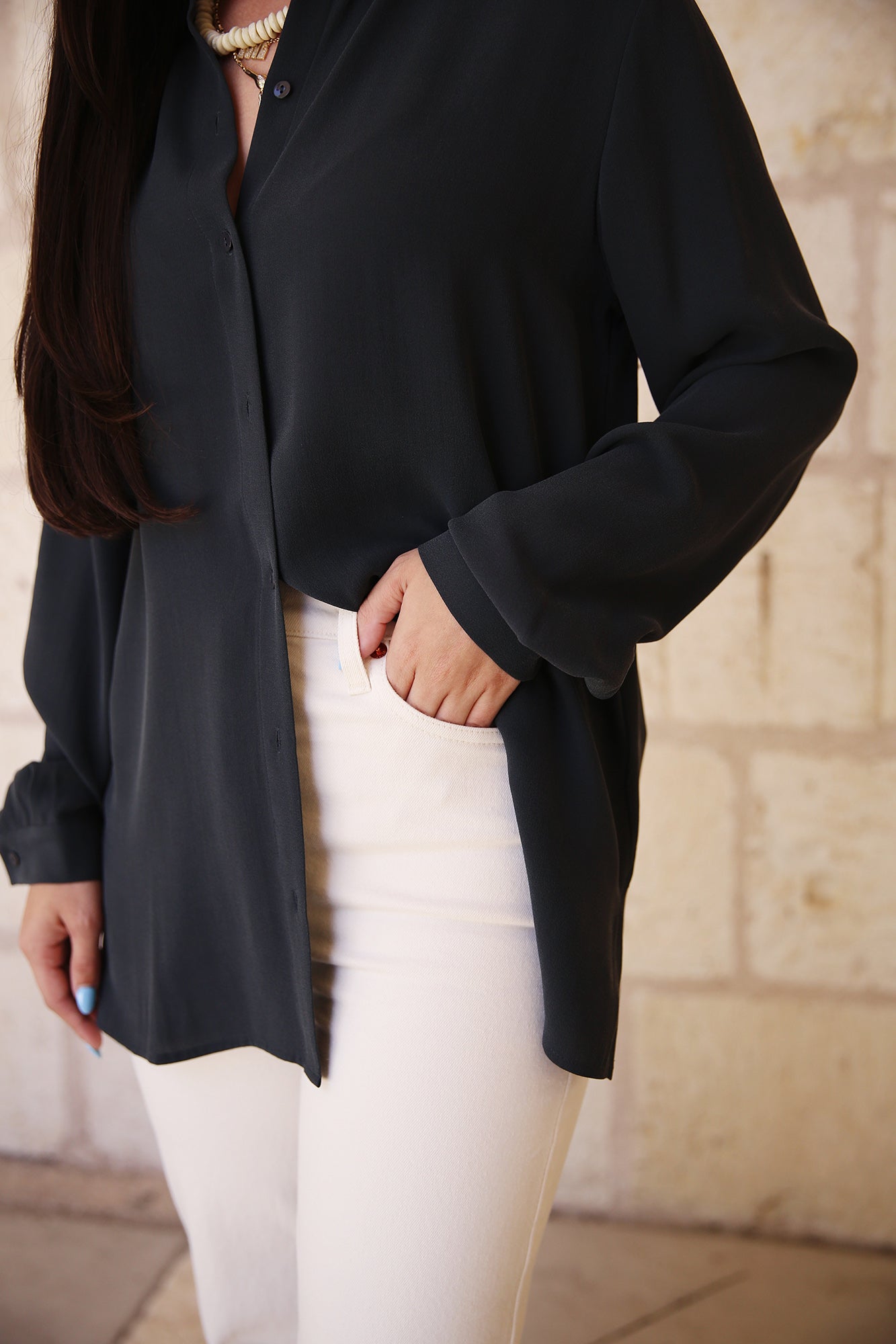 Mandarin Collar Long Shirt