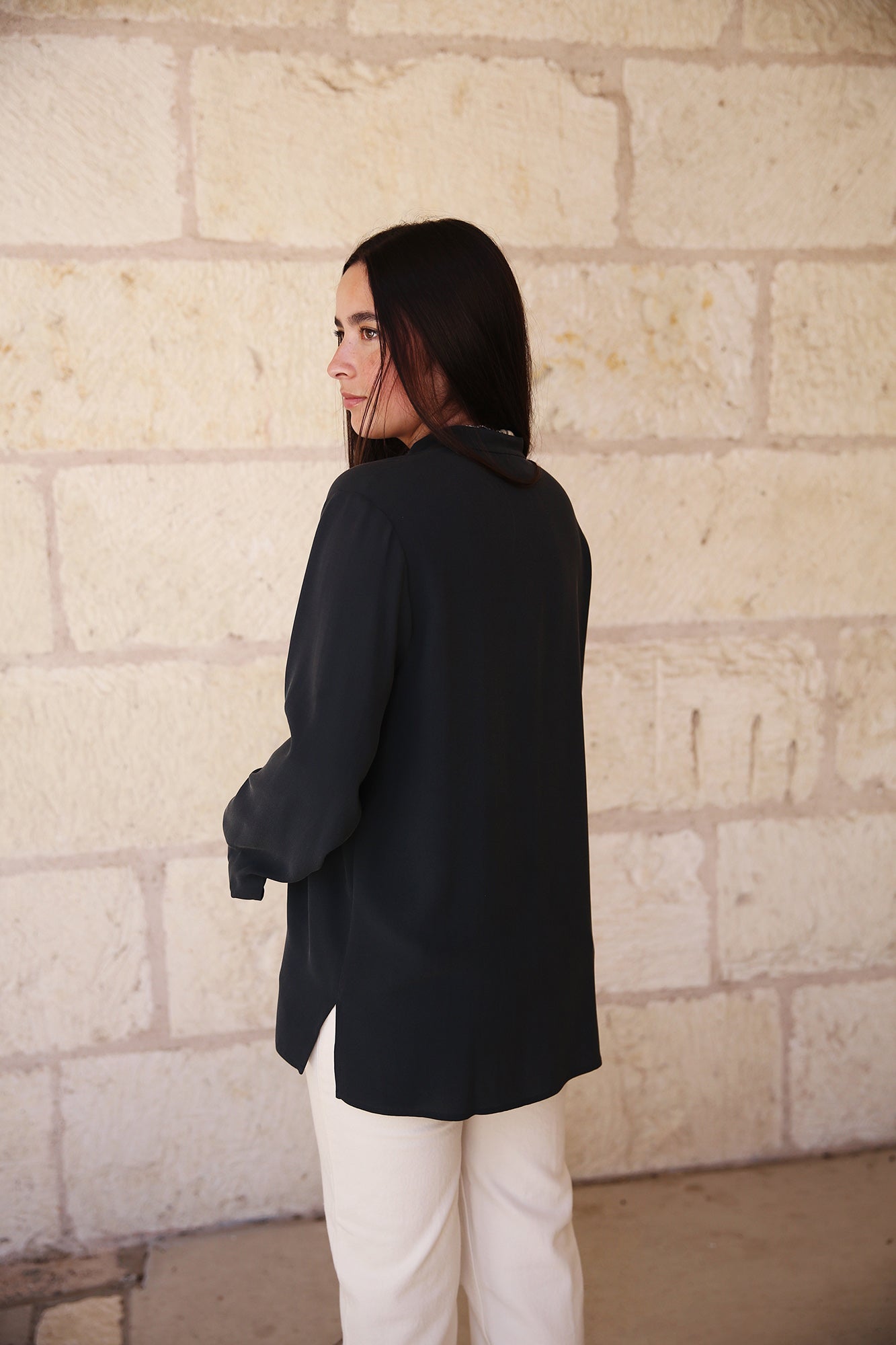 Mandarin Collar Long Shirt