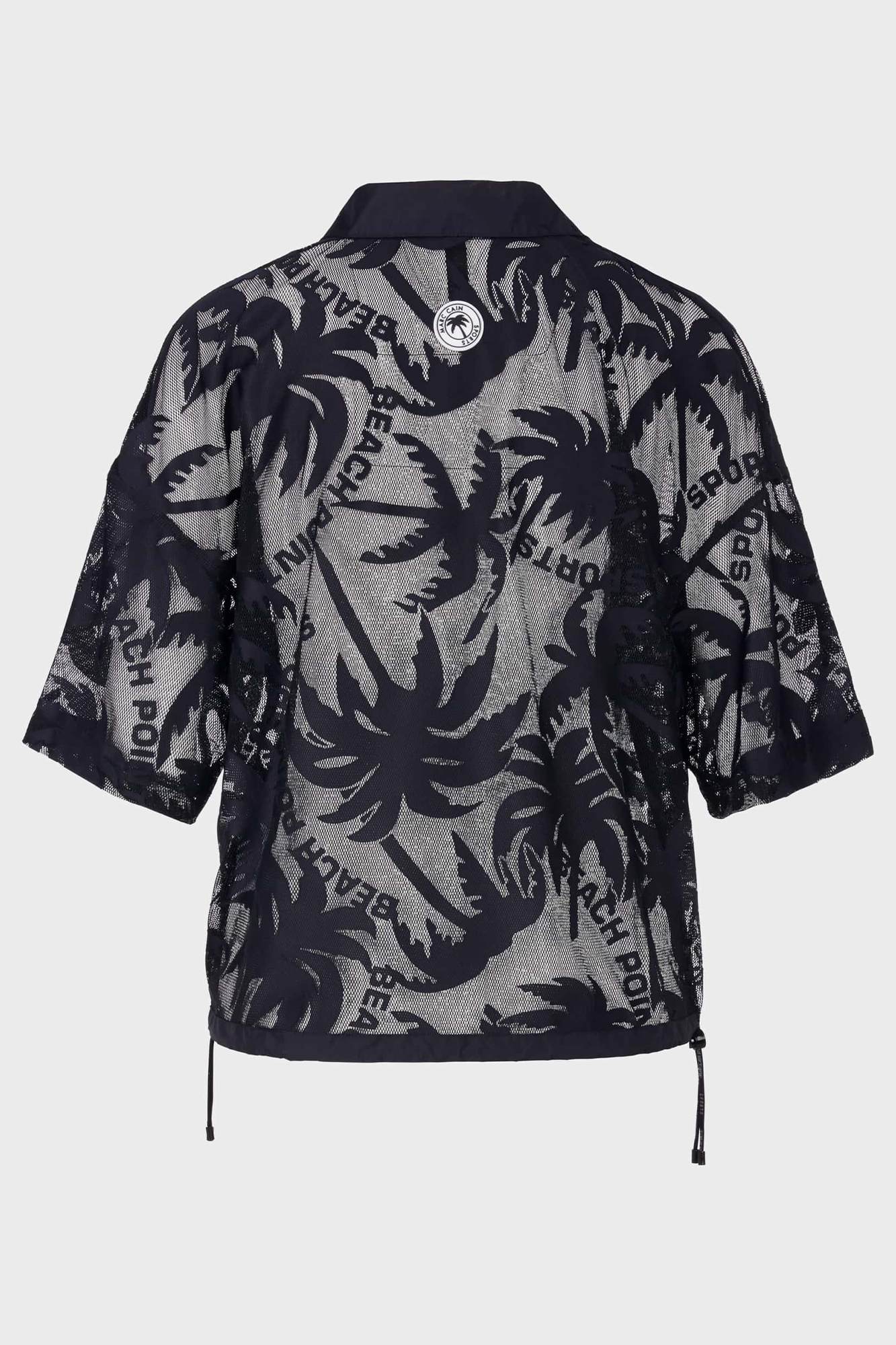 Beach Point Mesh Polo Shirt With Palm Tree Design Midnight Blue