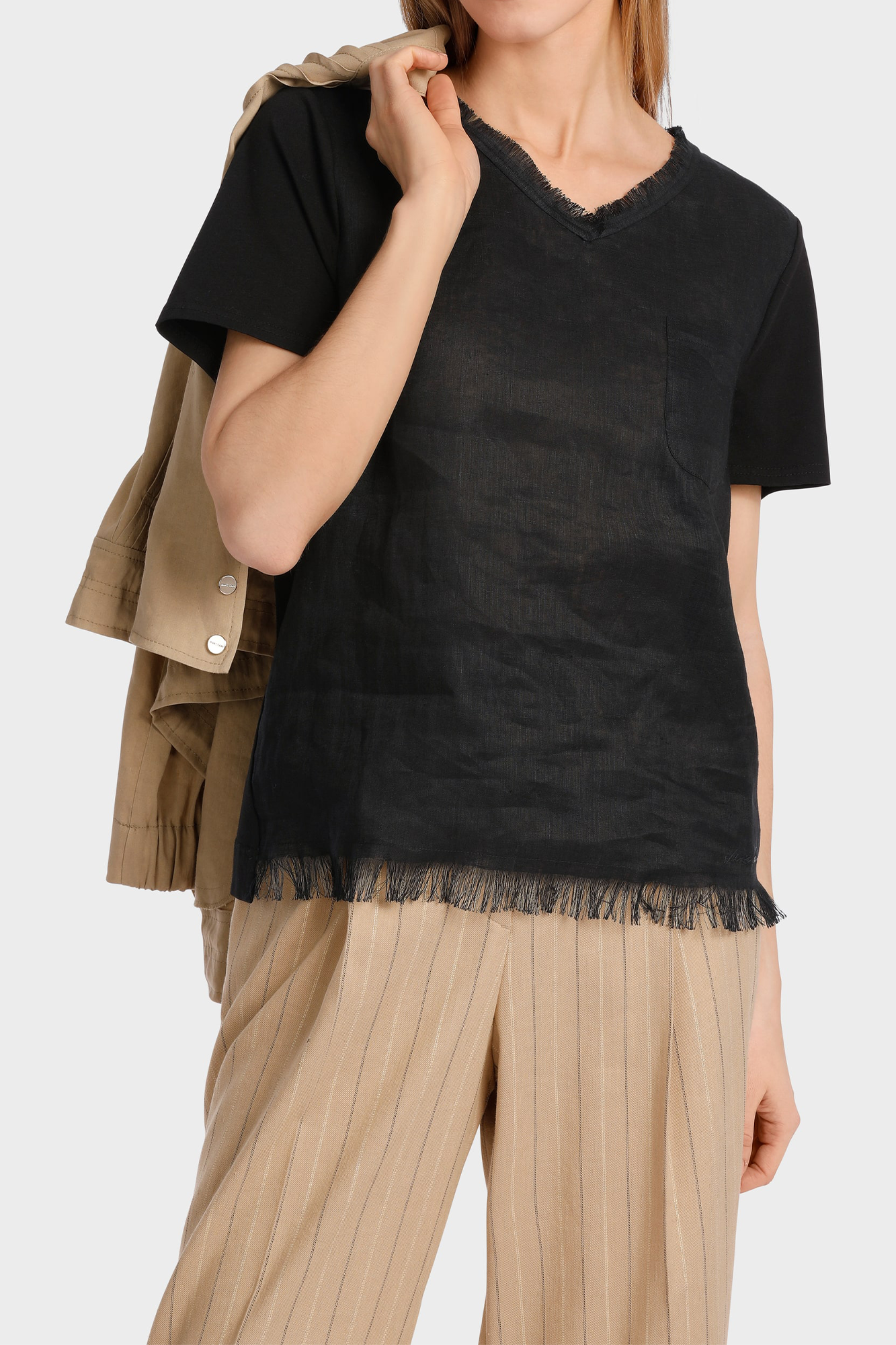 Ourika Gardens T-Shirt in A Mix of Material Black