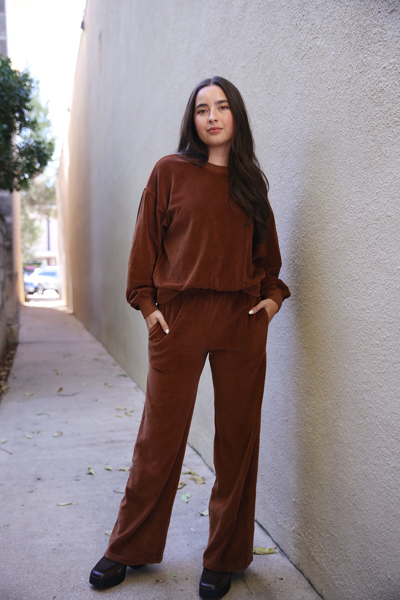 Mavis Velour Sweatpant Brown Sugar