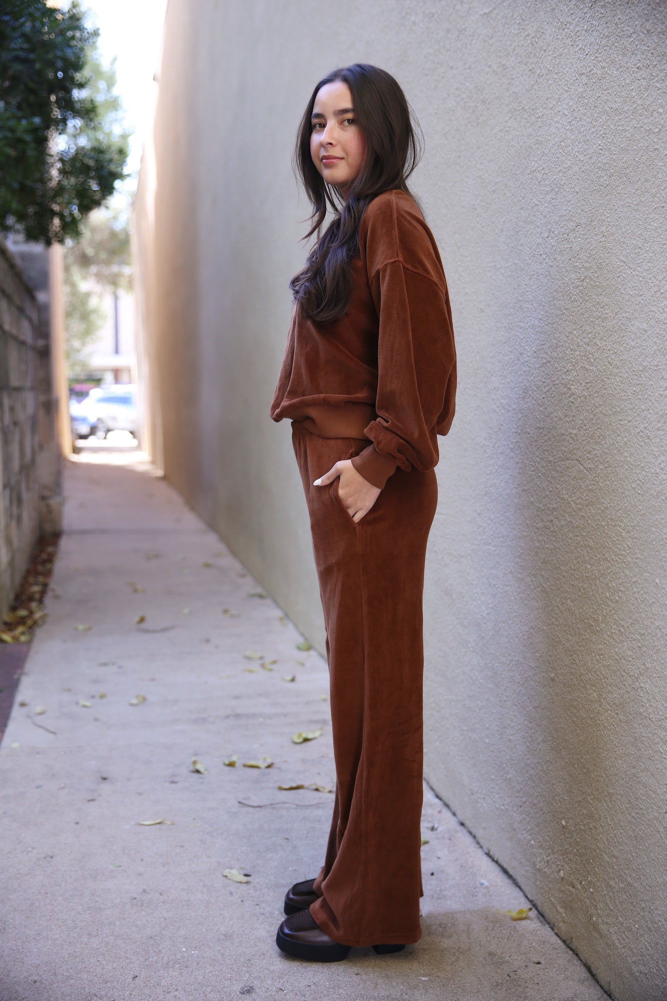 Mavis Velour Sweatpant Brown Sugar