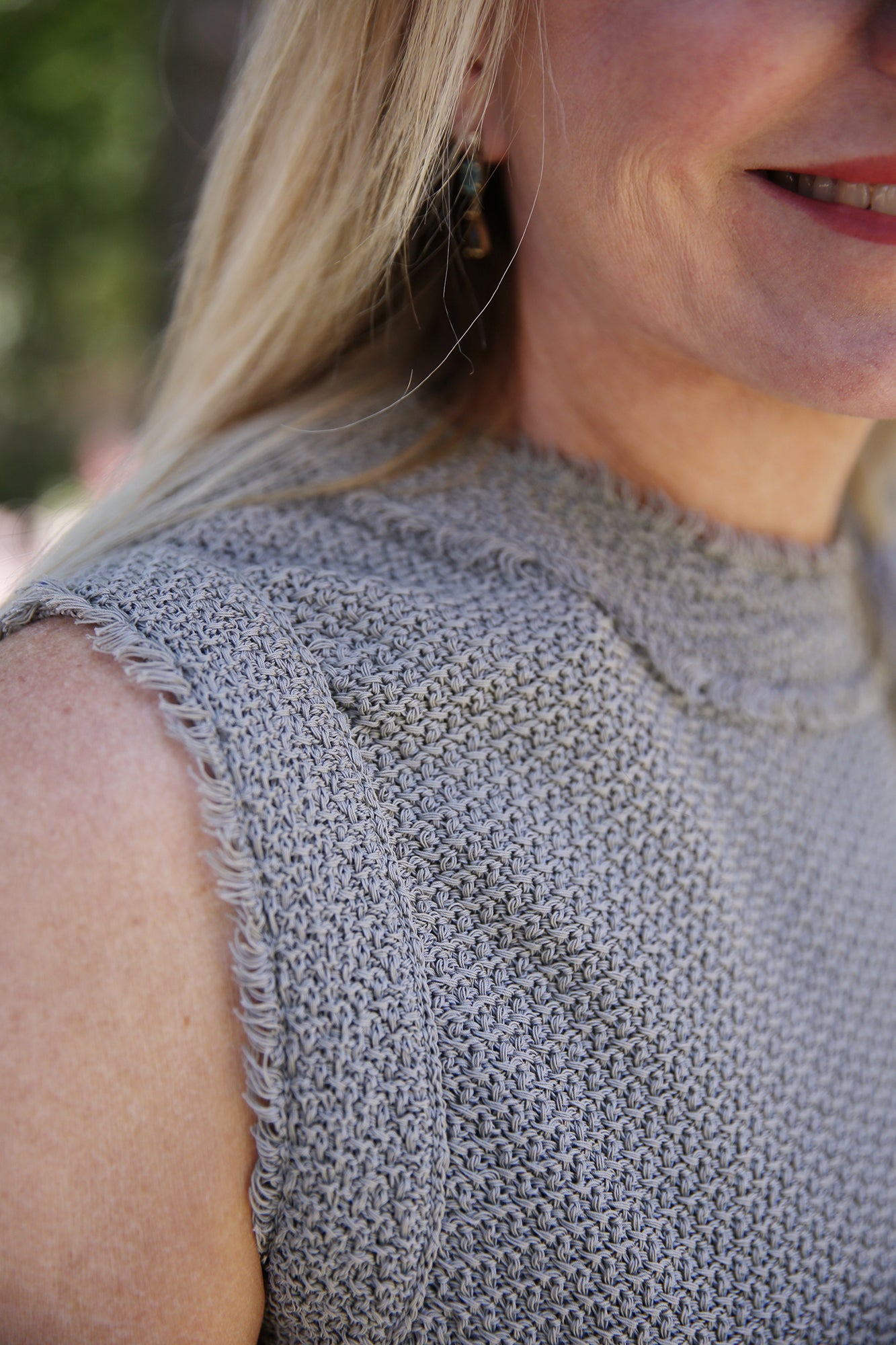Mercerized Cotton Textured Stitch Sleeveless Sweater
