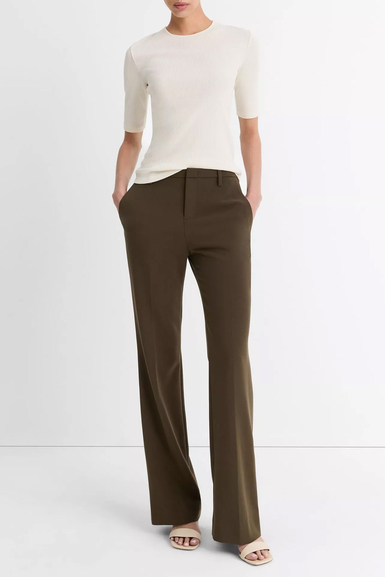 Mid-Rise Tailored Flare Pant Vine