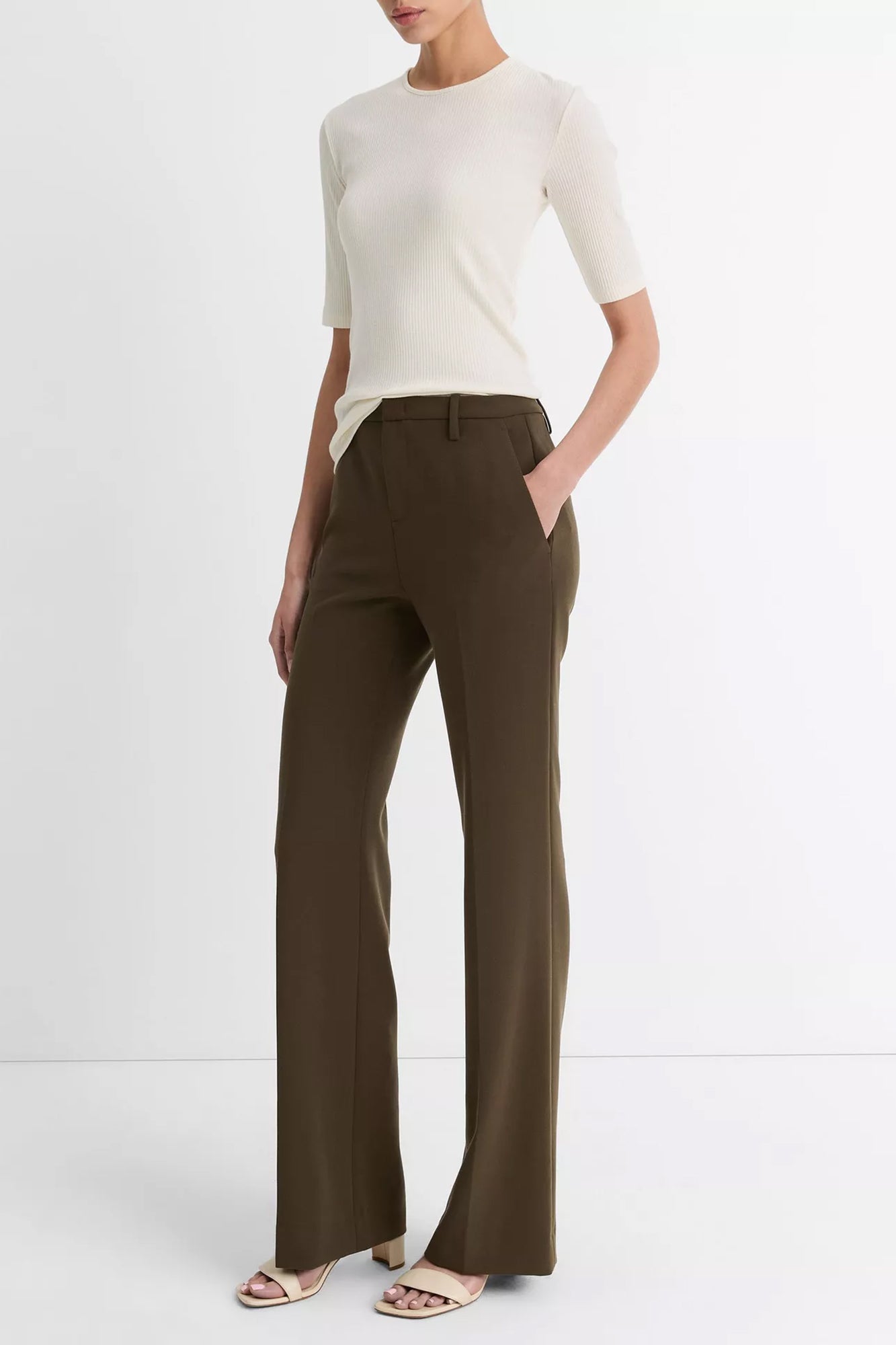 Mid-Rise Tailored Flare Pant Vine