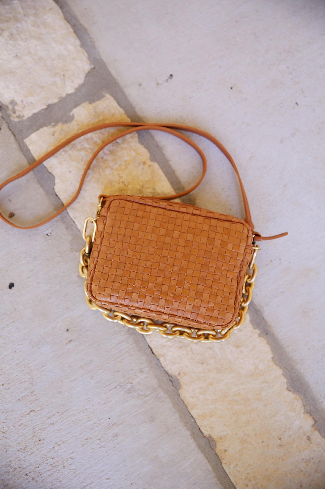 Midi Sac Natural Woven Checker