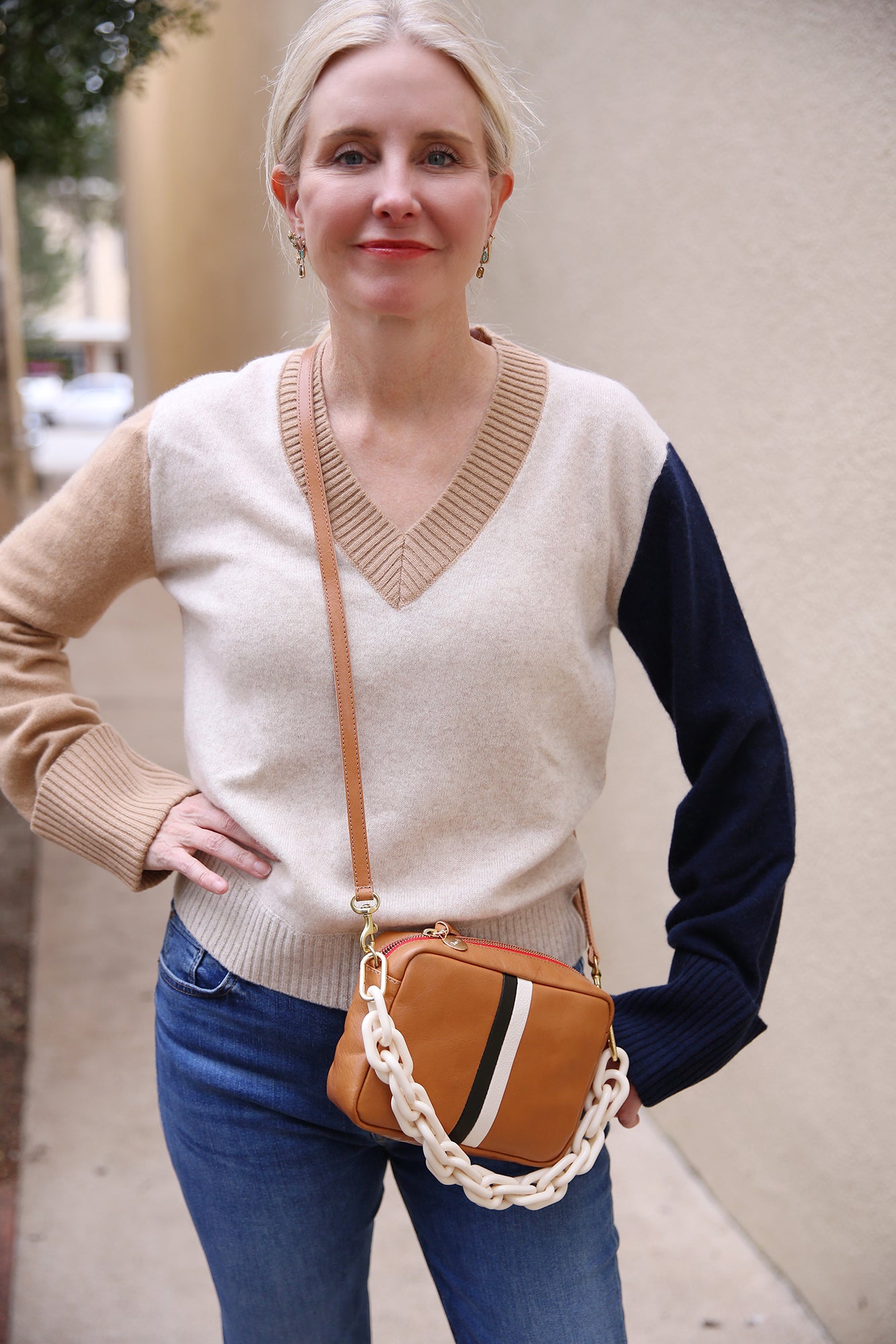 Midi Sac Natural Rustic W/Black & Cream Desert Stripes