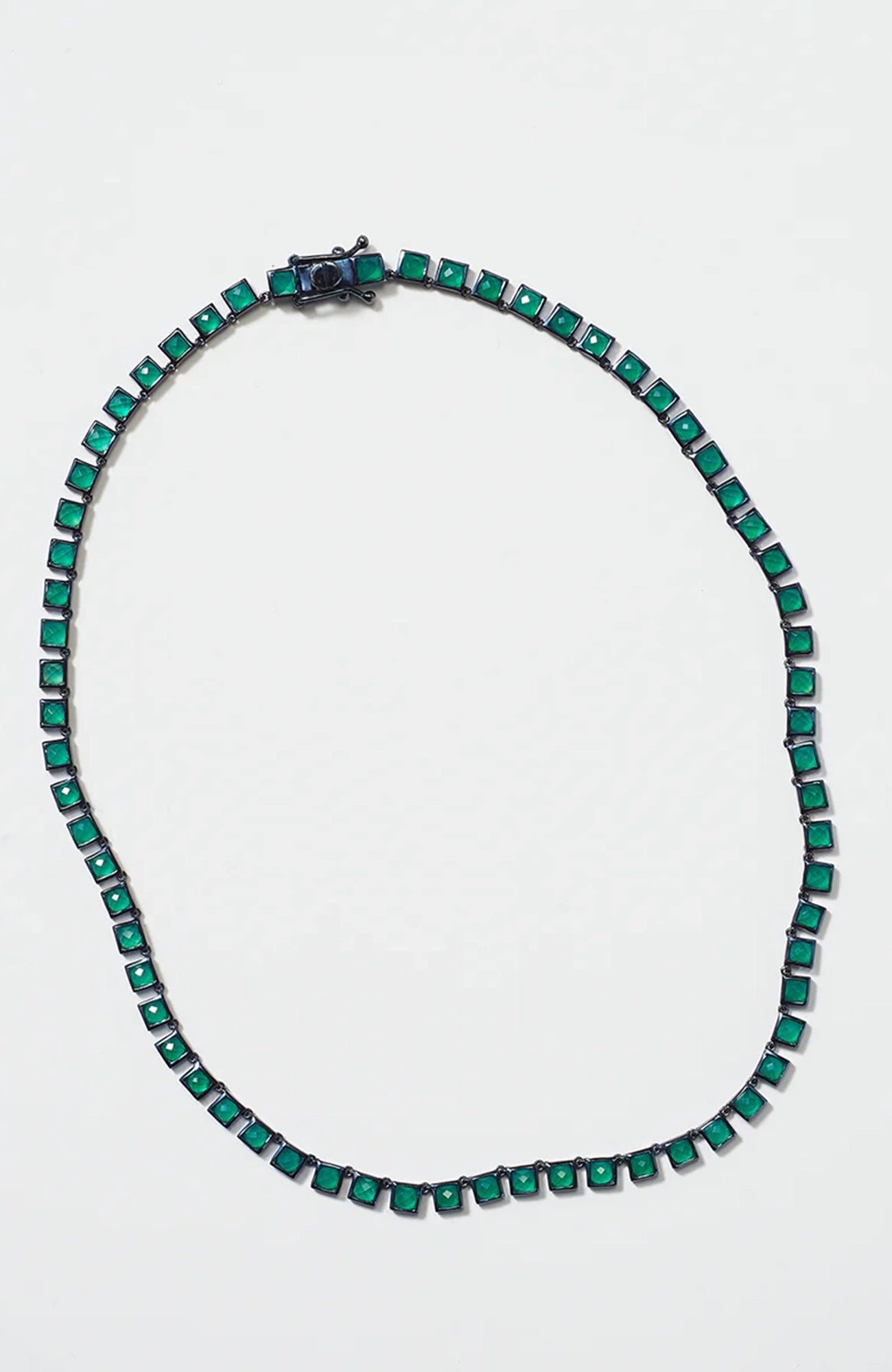 Mini Tile Rivière Necklace Green Onyx