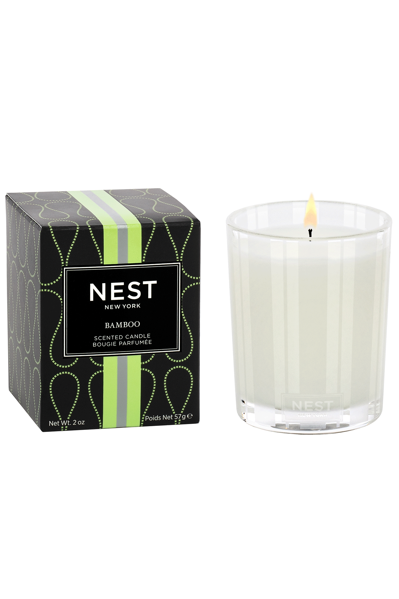 This Bamboo Votive Candle from Nest is a customer favorite for its iconic fragrance. Enjoy a refreshing blend of sweet white florals, lush green notes and sparkling citrus in every burning hour. Create the perfect aroma of a welcoming garden with this bestselling scent.