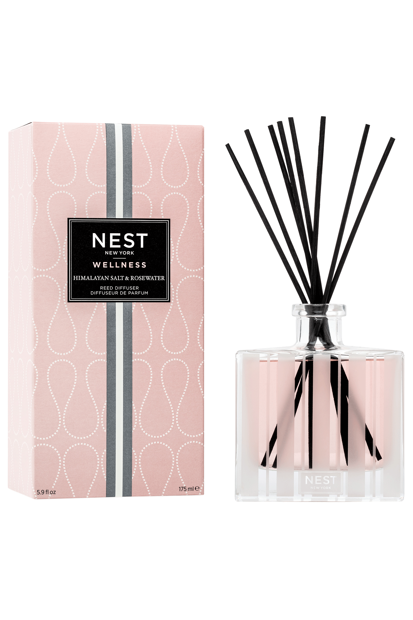 Enjoy a calming atmosphere with the Himalayan Salt & Rosewater Reed Diffuser from Nest. Infused with notes of rosewater, geranium, salted amber, and white woods, this fragrance will help to ease your mind and soothe your spirit.