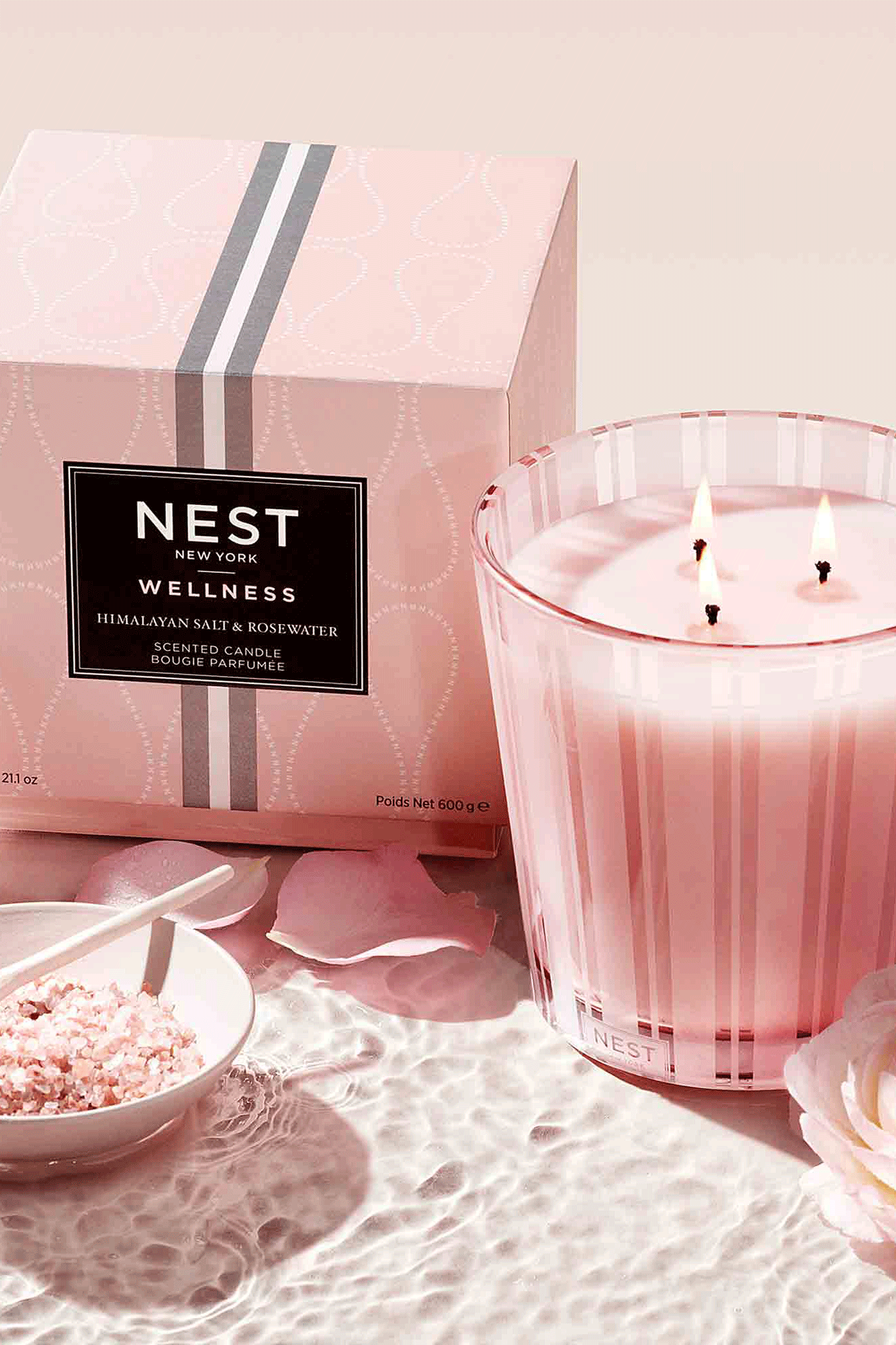 Himalayan Salt & Rosewater 3 Wick Candle