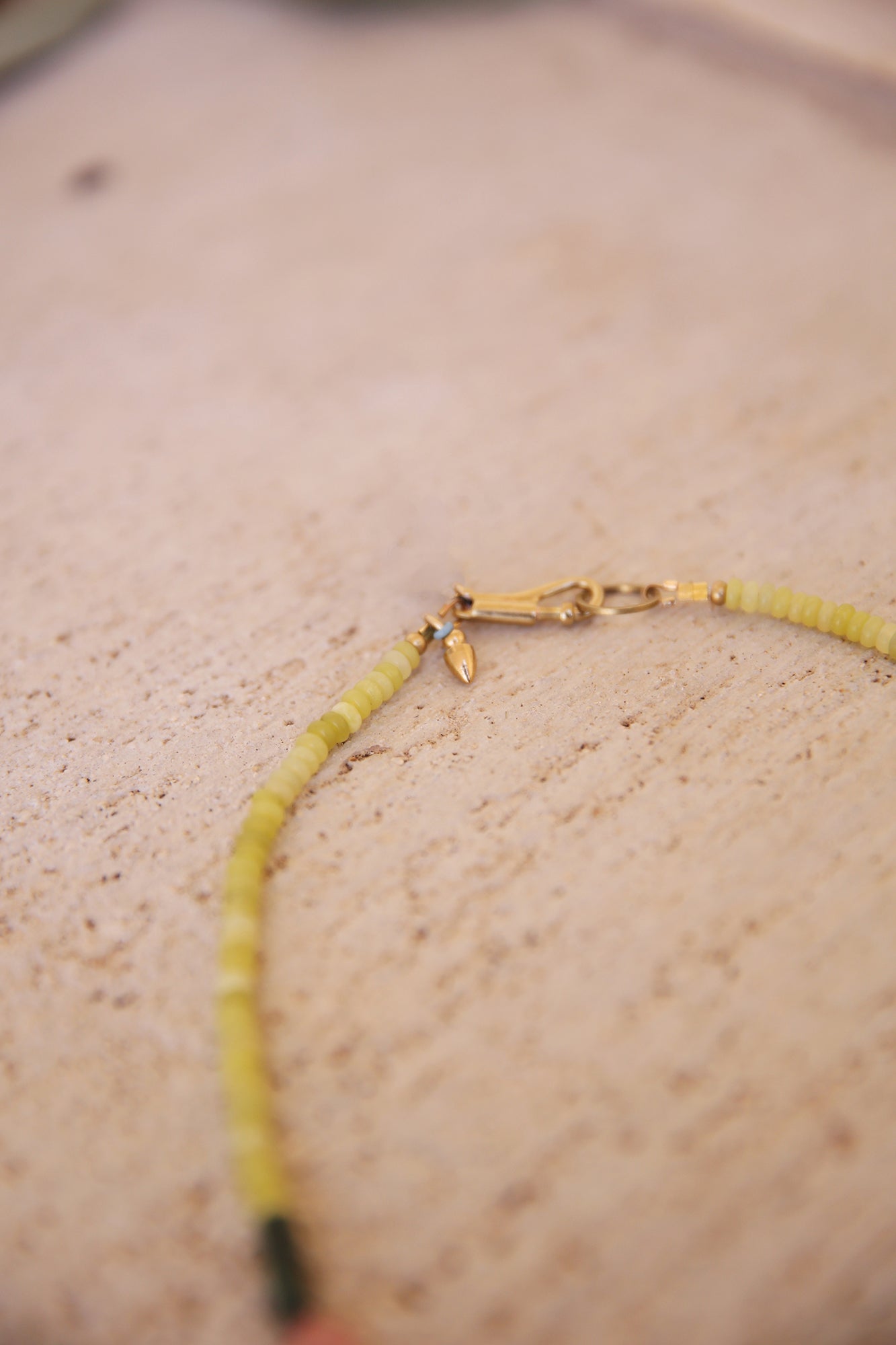 Necklace w/ Lemon Jade, Green Jade, Strawberry Quartz + Brass Findings
