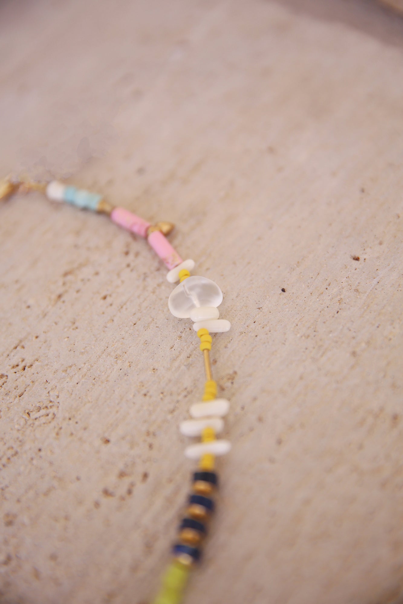 Necklace w/ Lemon + Green Jade, Apatite, Lapis, Quartz, Jasper, Magnesite, Czech Glass Flowers, + Handcarved Pink Chalcedony Lip Charm